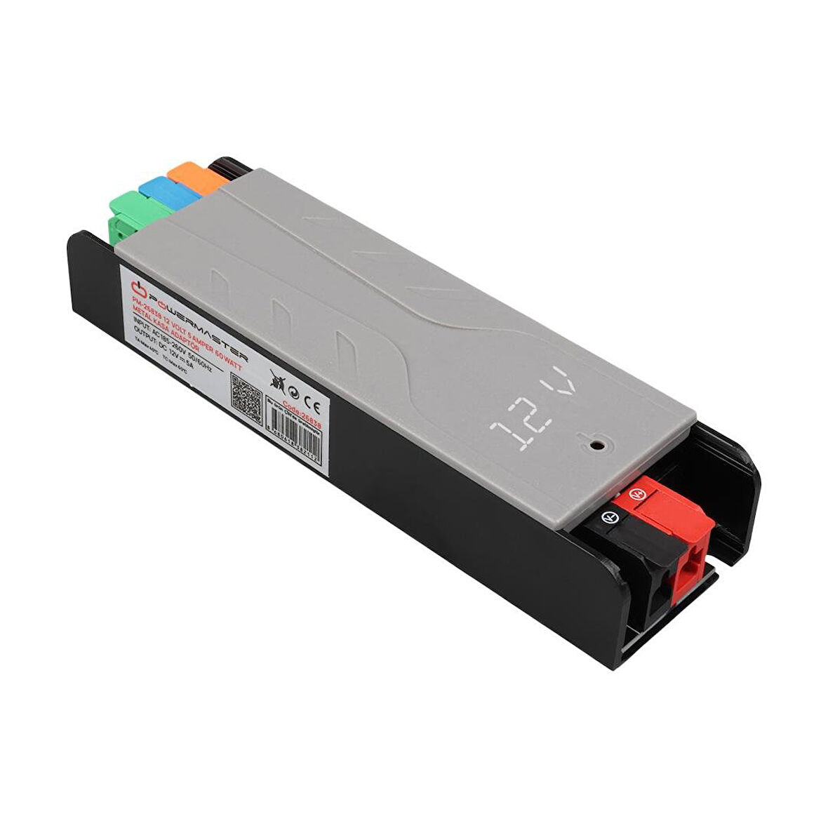 Ayt Powermaster PM-26838 12 Volt 5 Amper 60 Watt Slim Metal Kasa Adaptör Voltaj Göstergeli Şerit Led Adaptör 148X43x27mm