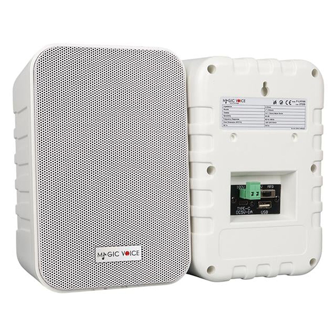 Magicvoice F-LHY4A 4" (10 CM) Hat Trafolu Duvar Tipi Sütun Hoparlör (10W RMS / 150W Peak - MP3 USB Uyumlu) Çiftli Takım Set - Beyaz