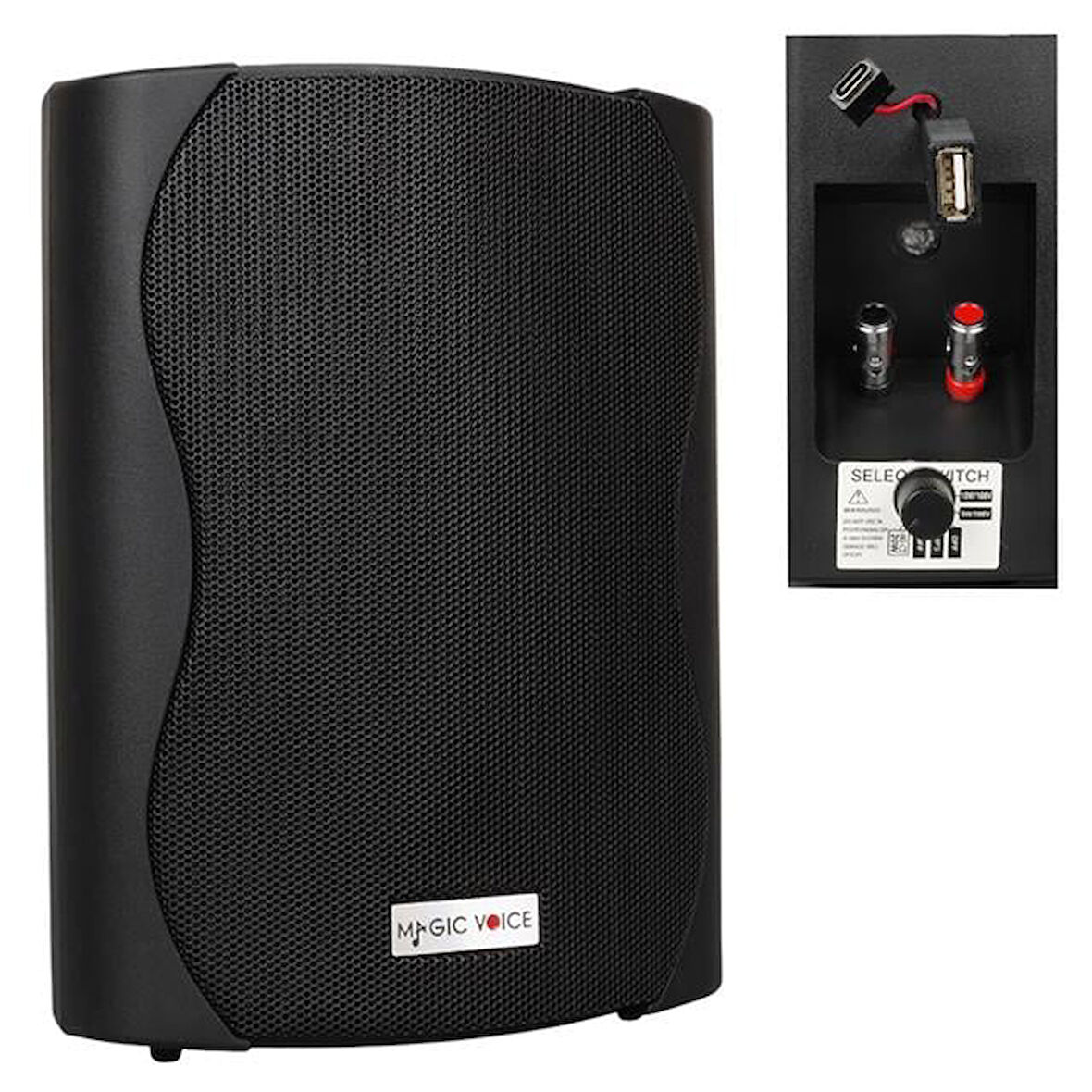 Magicvoice F-LHY5S 5.25" (13.5 CM) Hat Trafolu Duvar Tipi Sütun Hoparlör (20W RMS / 180W Peak - MP3 USB Uyumlu) - Siyah