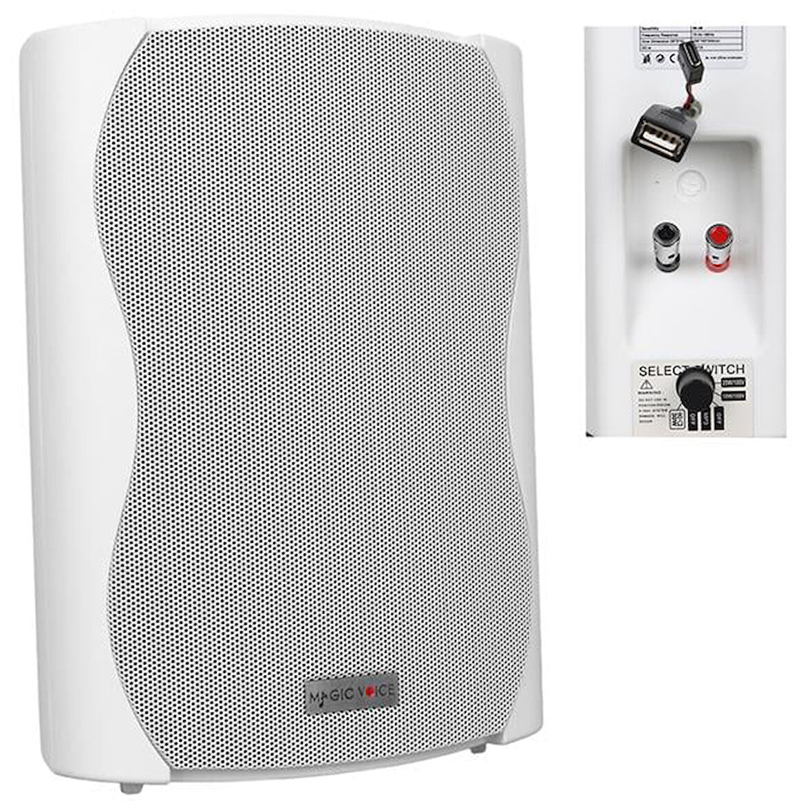 Magicvoice F-LHY6.5S 6.5" (16 CM) Hat Trafolu Duvar Tipi Sütun Hoparlör (30W RMS / 200W Peak - MP3 USB Uyumlu) - Beyaz