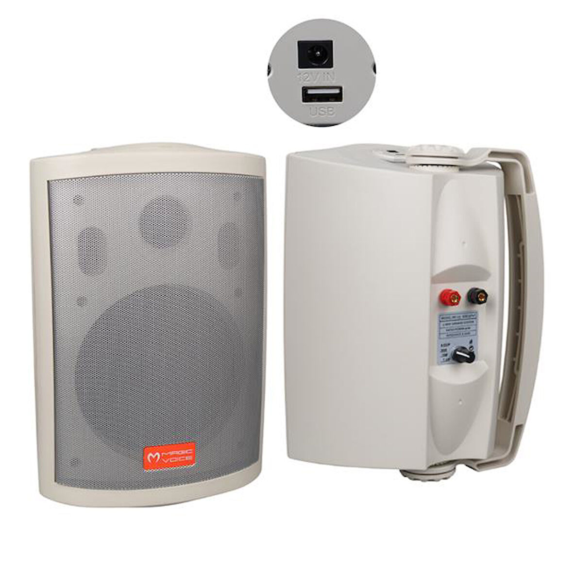 Magicvoice MV-25 16 CM 80 Watt Komütatörlü Hat Trafolu Beyaz Sütun Hoparlör (2'Li Takım)