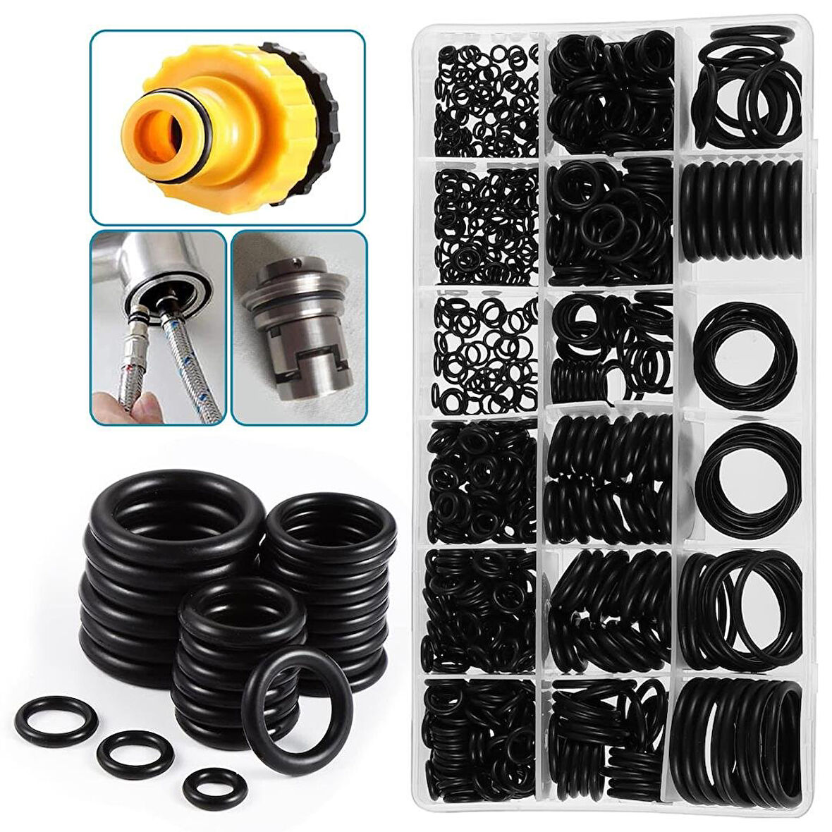 Powermaster PM-28533 800 Parça Kauçuk Conta Halka Seti 28 Farklı Ölçü O-Ring Nitril NBR Su Geçirmez