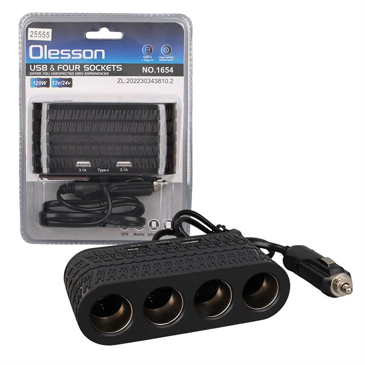 Olesson 1654 12-24V 120 Watt 4'LÜ Araç Çakmak Çoklayıcı