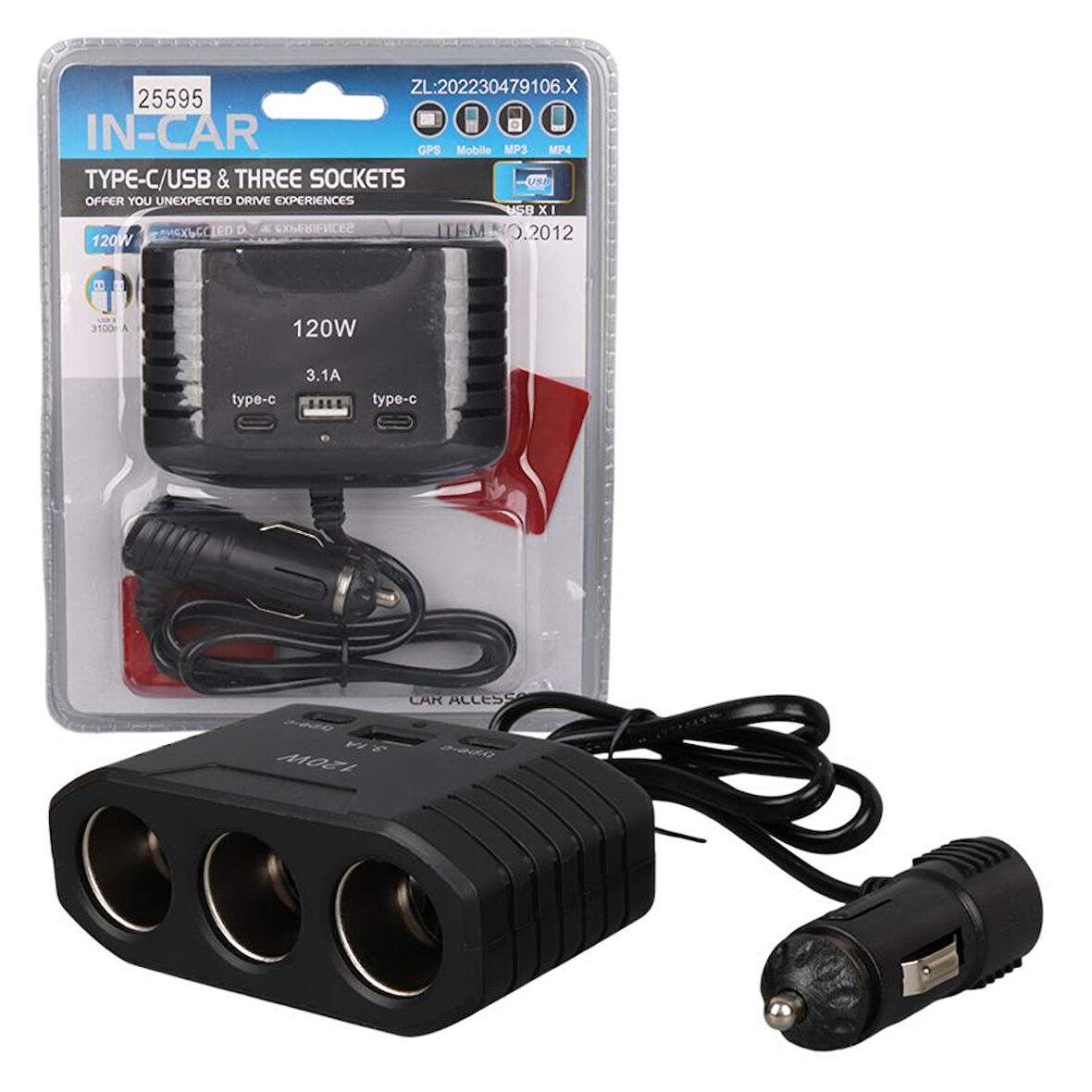 Olesson 2012 12-24V 120 Watt 3'Lü Araç Çakmak Çoklayıcı