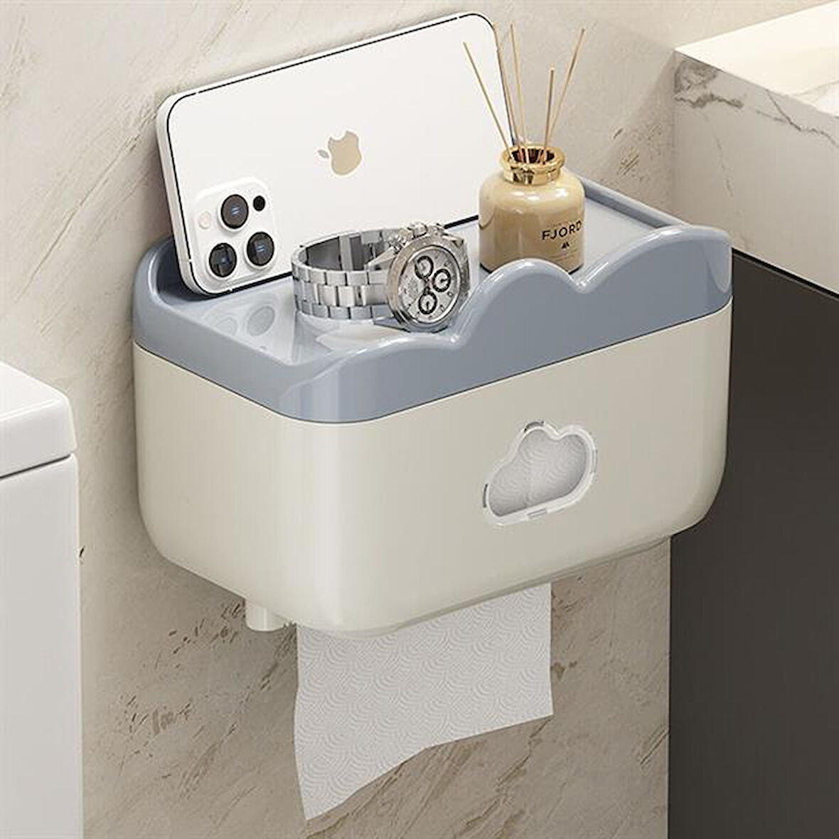 Sunup SN-27111 Tuvalet Kağıdı Kutusu Despenseri Kapalı Tuvalet Kağıtlığı Kutusu 