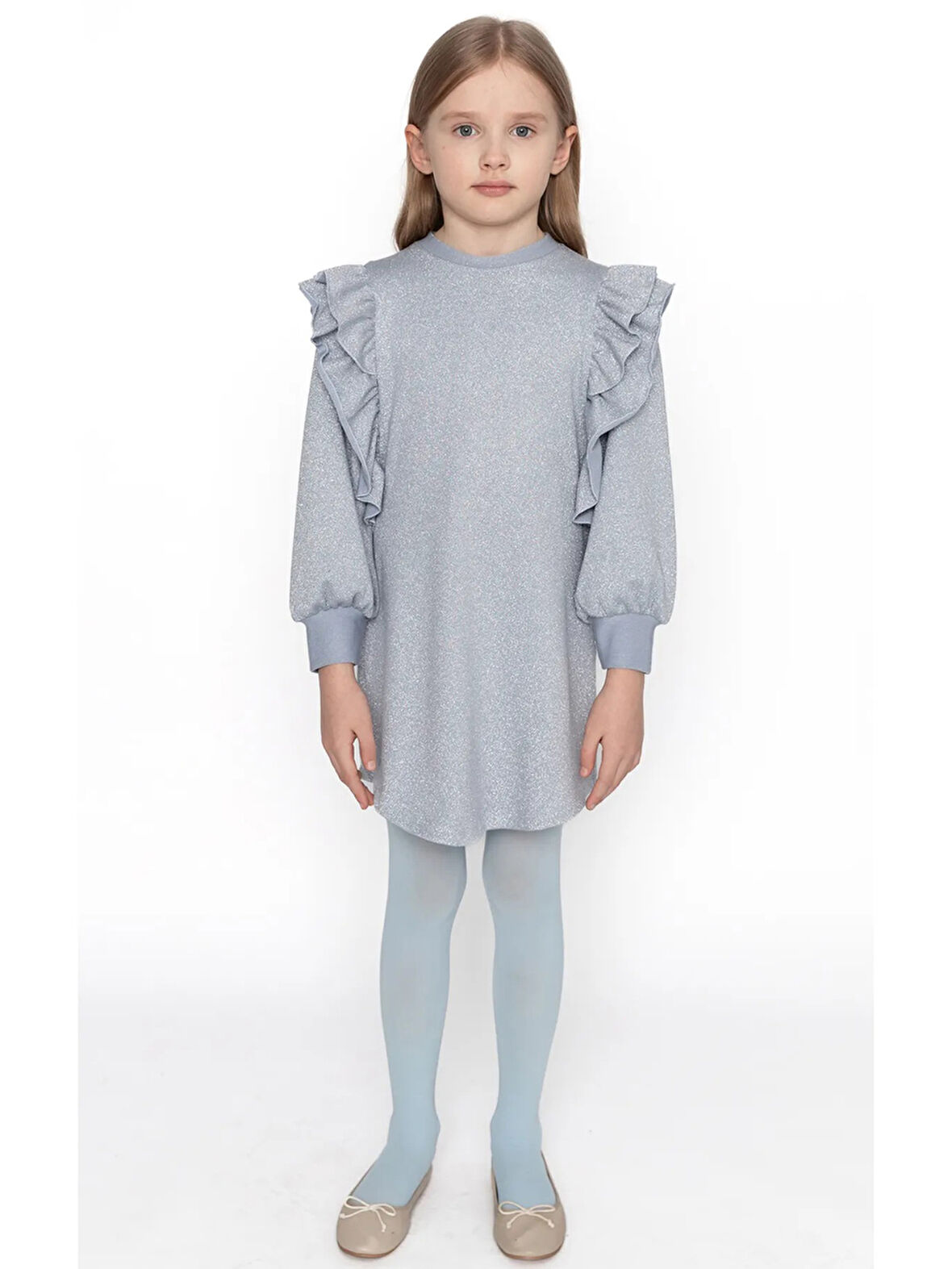 Gümüş Pırıltılı Sweat Elbise