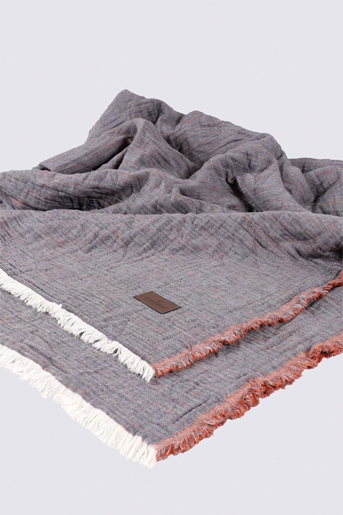 Ecocotton Muna Çift Kişilik Yatak Örtüsü %100 Organik Pamuk Inject Terra-Antrasit 230x250 Cm