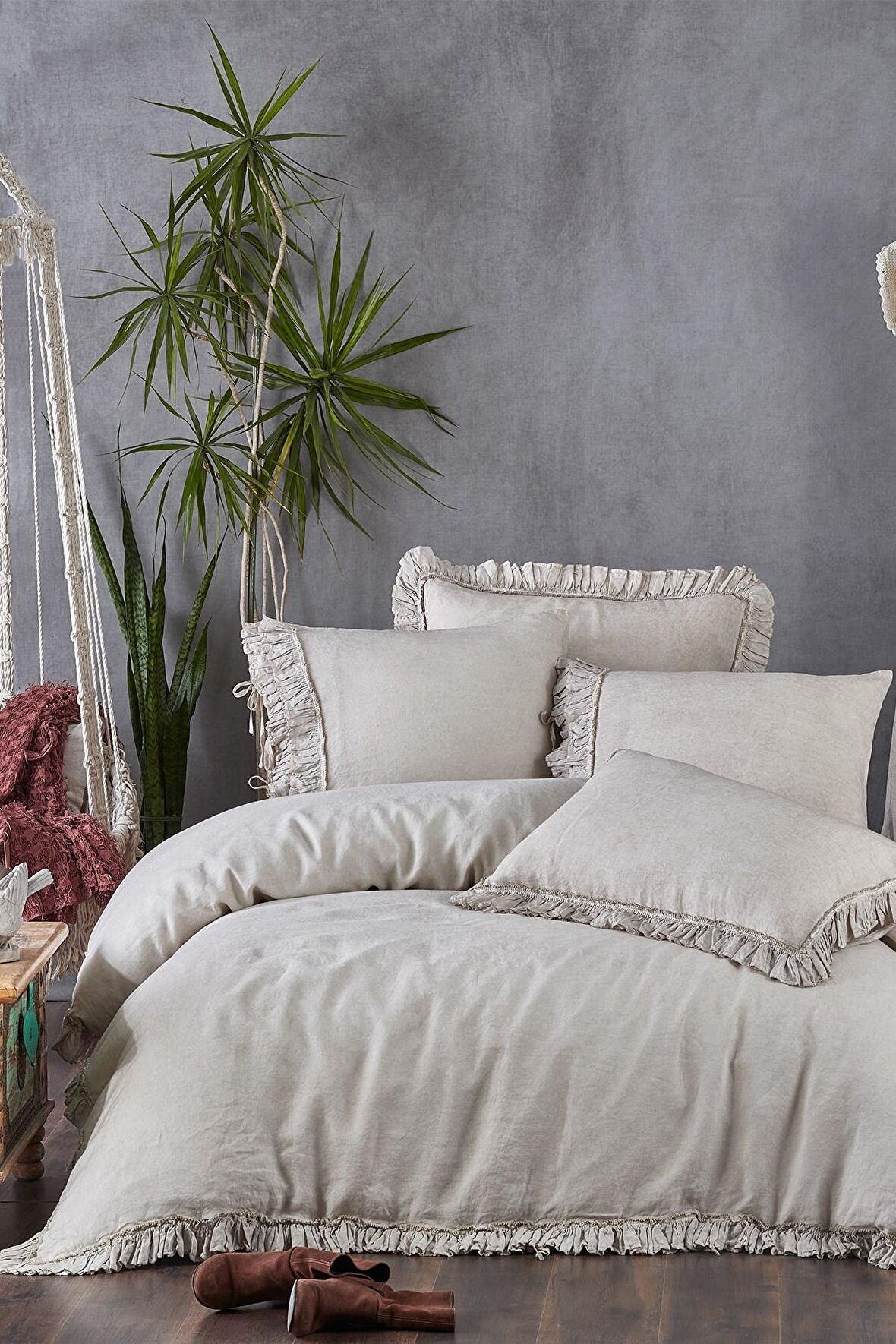 Eco Cotton Miranda Düz Pamuk Çift Kişilik Nevresim Takımı