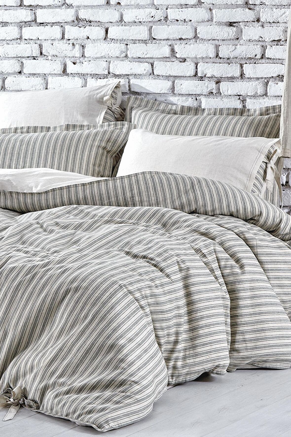 Ecocotton Ala Çift Kişilik Nevresim Takımı %100 Organik Pamuk Keten Yeşil 200x220 Cm