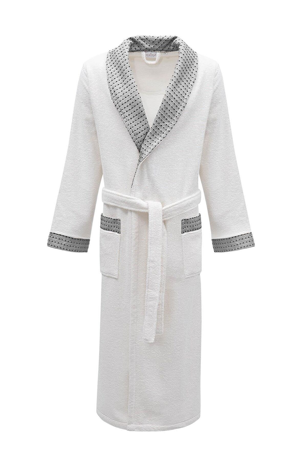 Ecocotton İzgi Erkek Bornoz %100 Organik Pamuk Jakarlı Syah