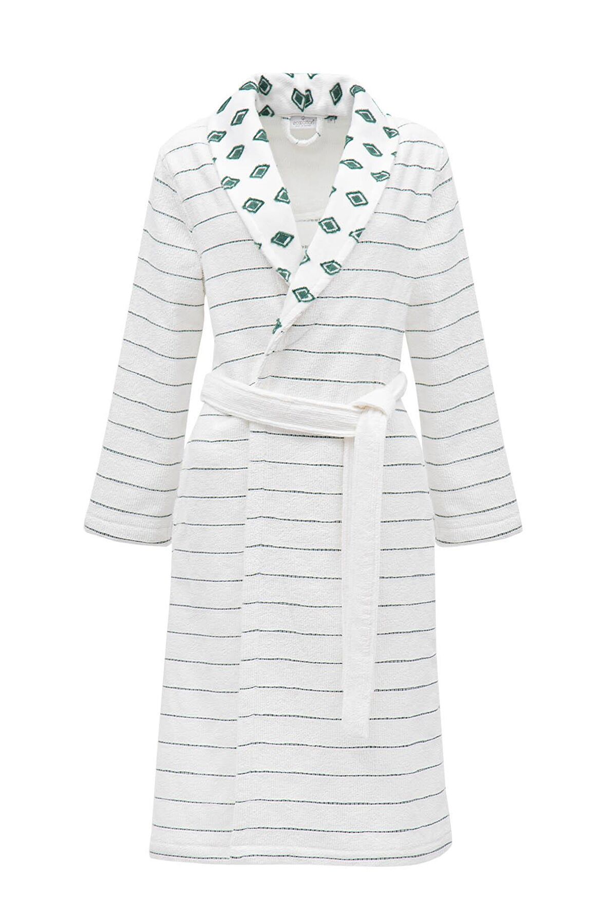 Ecocotton İmre Kadın Bornoz %100 Organik Pamuk Jakarlı Yeşil