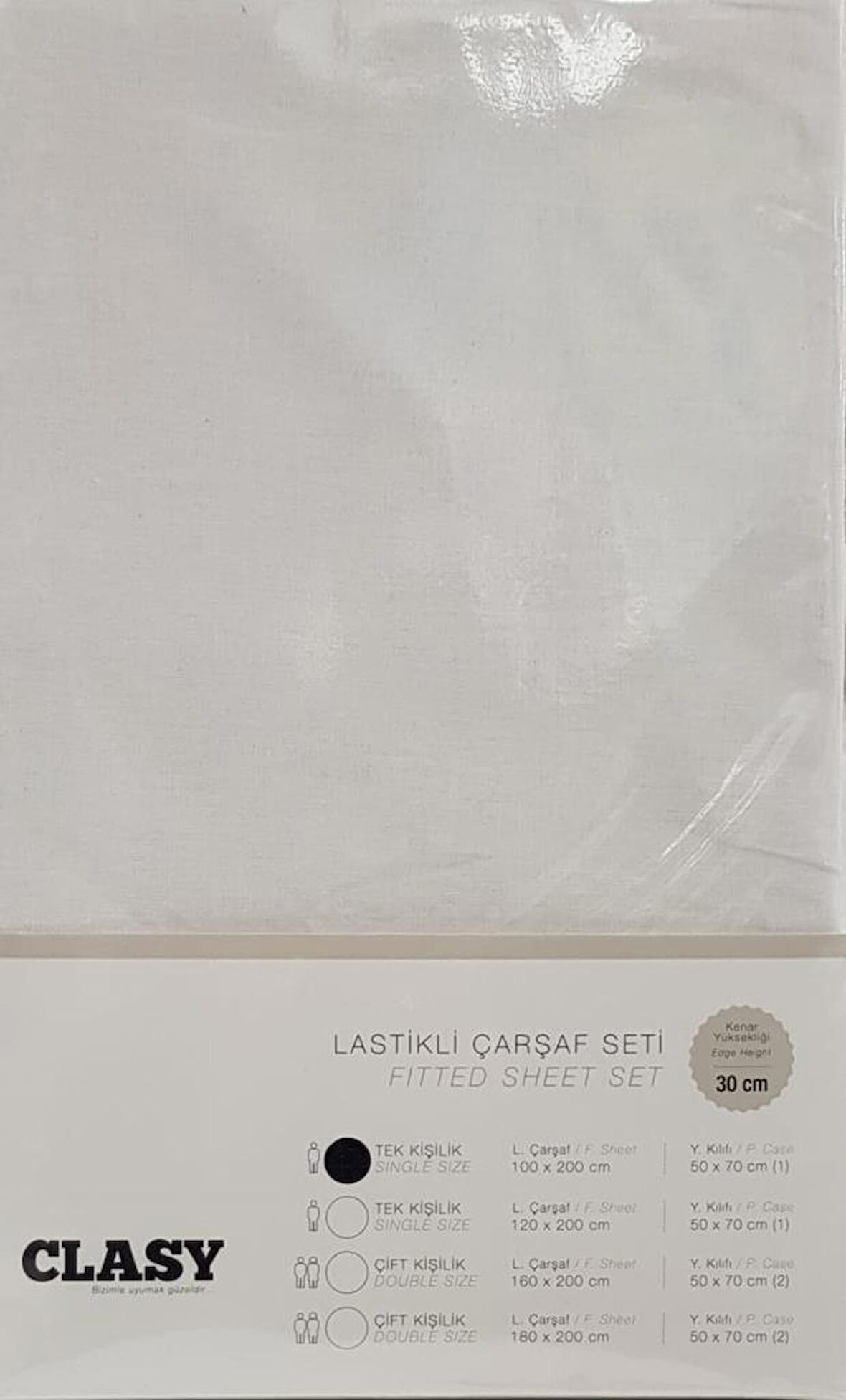 Clasy Tek Kişilik Lastikli Çarşaf Seti V1 Ekru 100x200