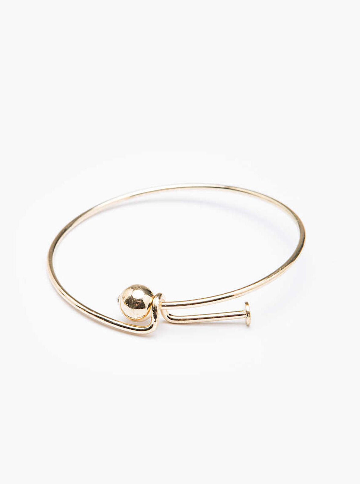 Boncuk Detaylı Metal Bileklik Gold