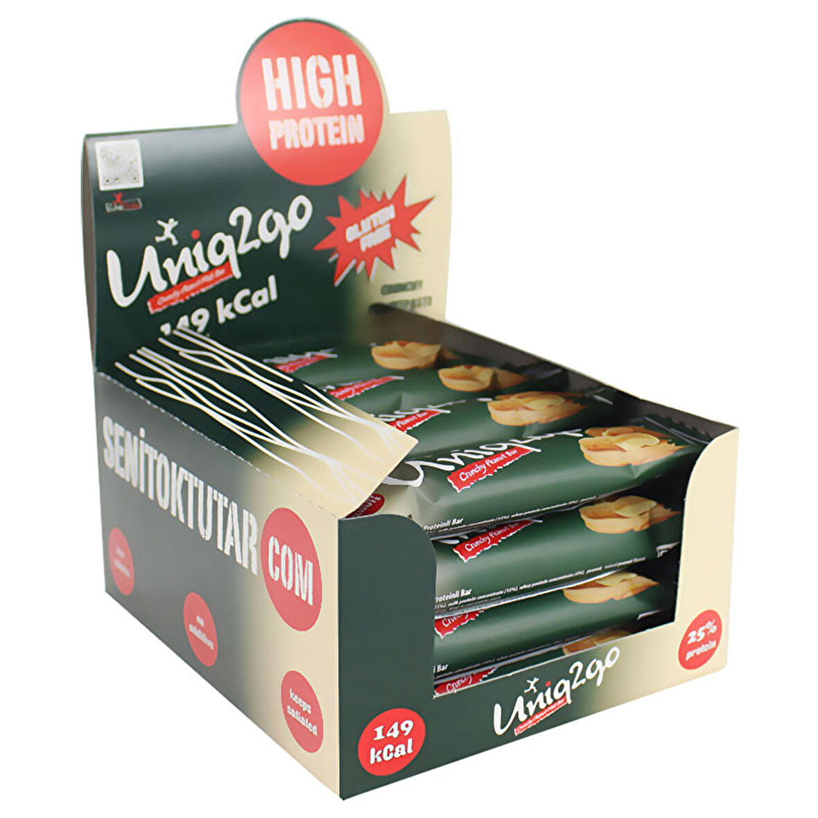 Uniq2go Fıstık Ezmeli Protein Midi Bar 40 Gr 16 Adet - YER FISTIĞI EZMESİ