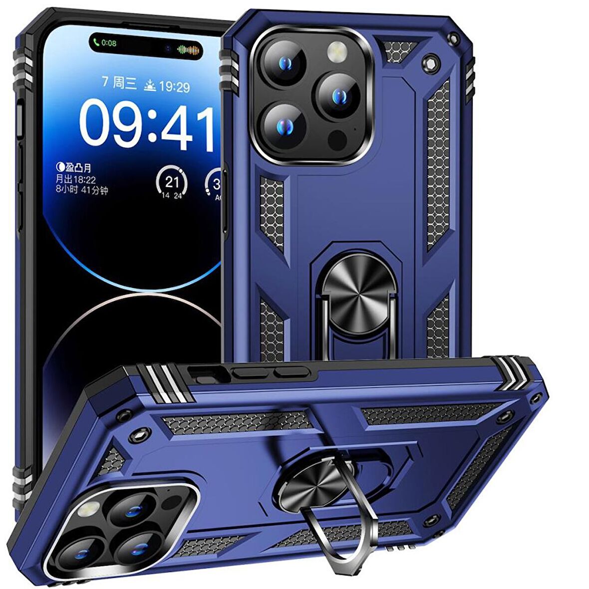 Apple iPhone 15 Pro Kılıf Yüzüklü Standlı Manyetikli Armor Zırh