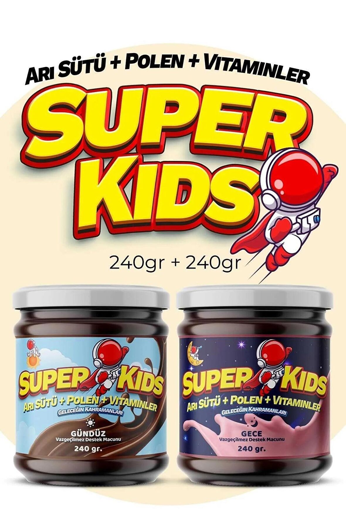 Superkids Çocuklar İçin Gündüz ve Gece Destek Macunu Seti 240 + 240 gr