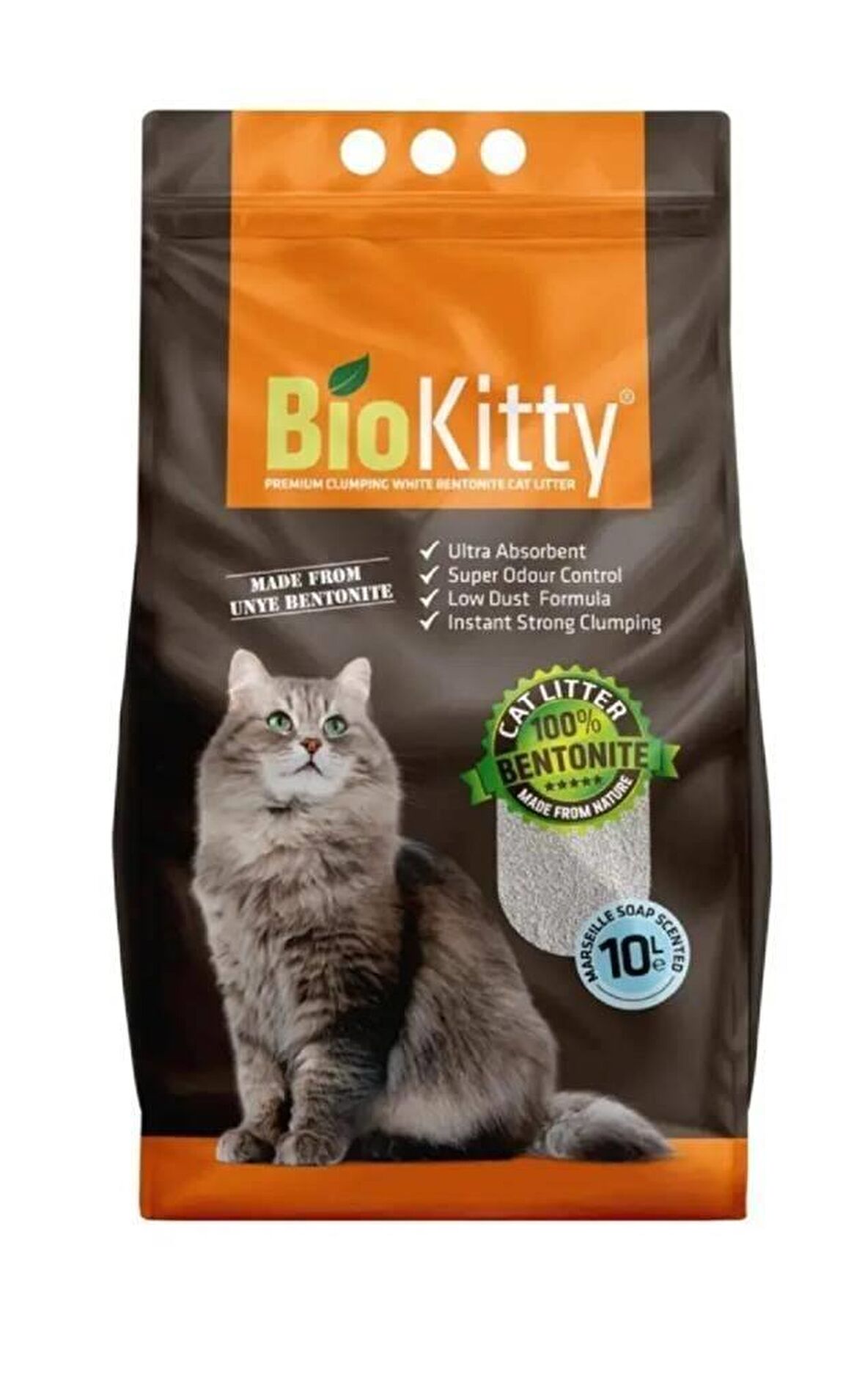 BioKitty Marsilya Sabunlu Tozsuz İnce Taneli Topaklanan Kedi Kumu 10 Lt