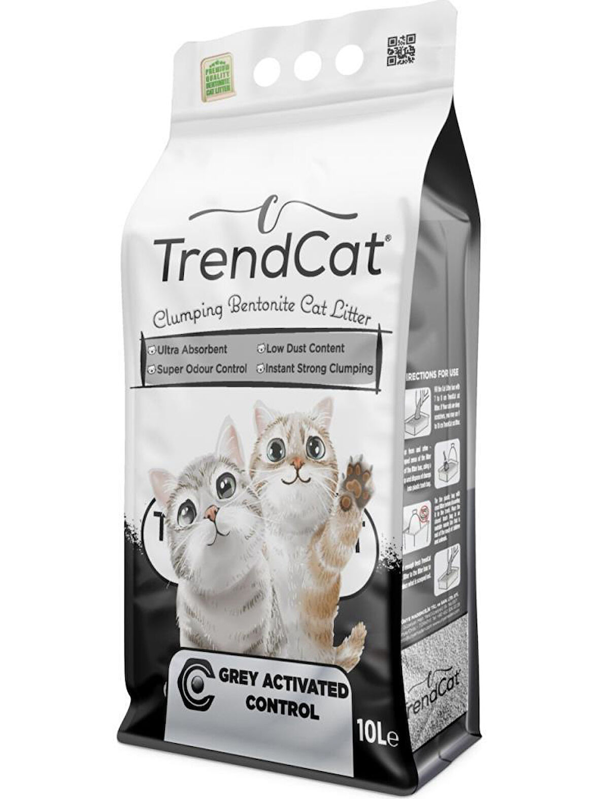 TrendCat Gri Aktif Karbonlu Kedi Kumu 10 Litre