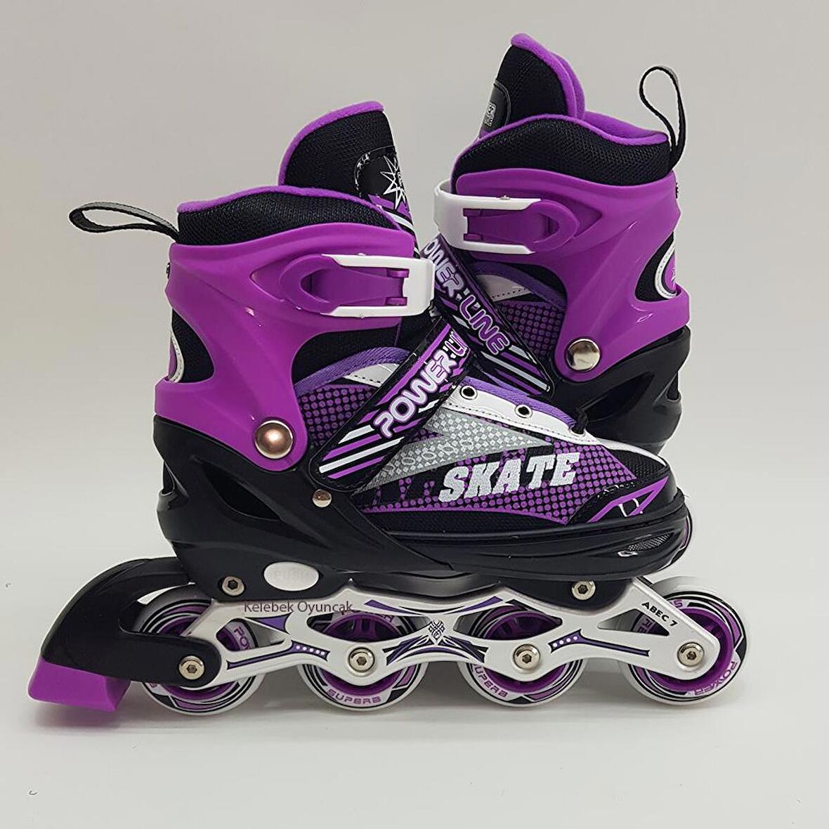 Powerline Skates Silikon Teker Işıklı ABEC7 Paten (39-42) - Mor
