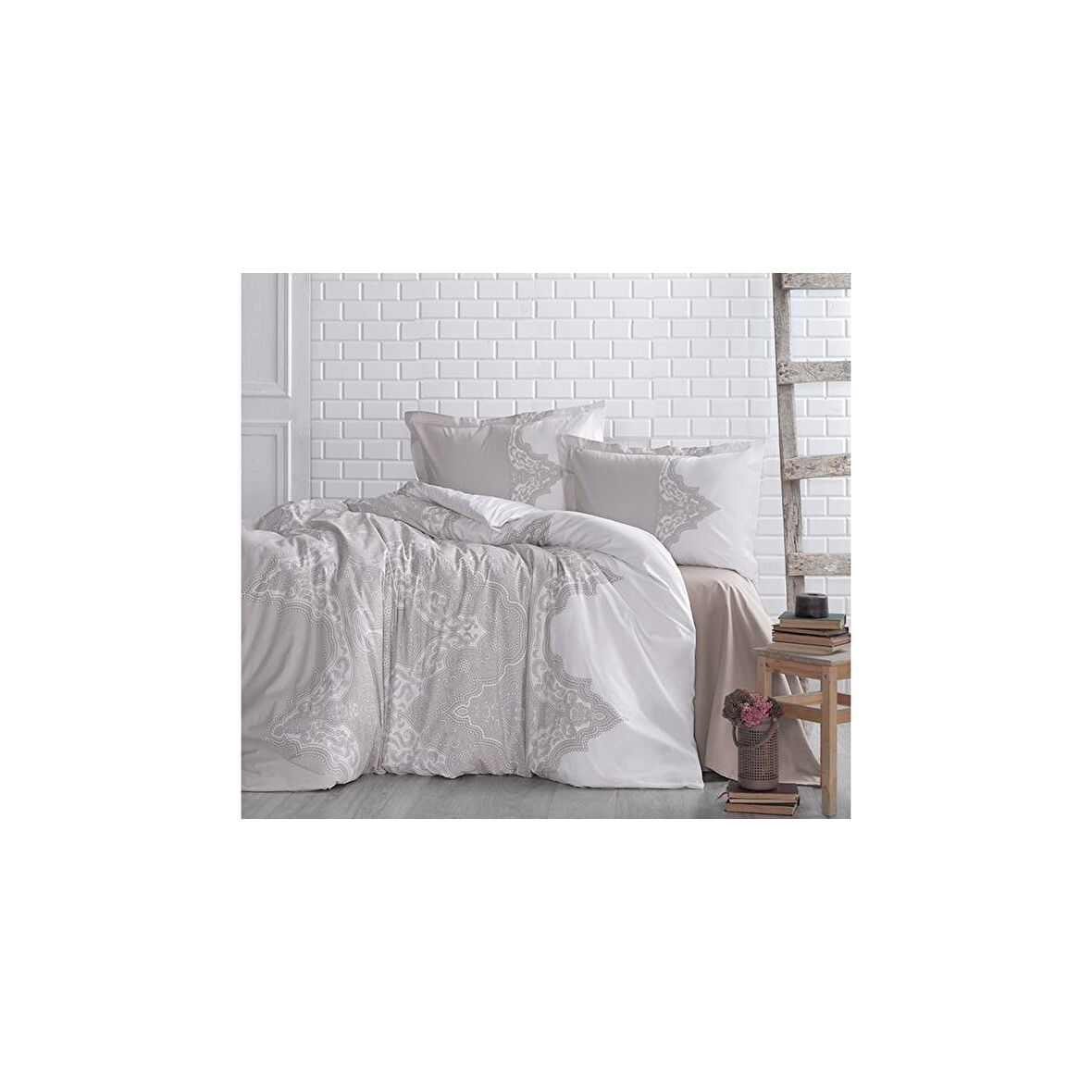 ÇİFT KİŞİLİK RANFORCE YORGAN MİKANOS 3 GRİ