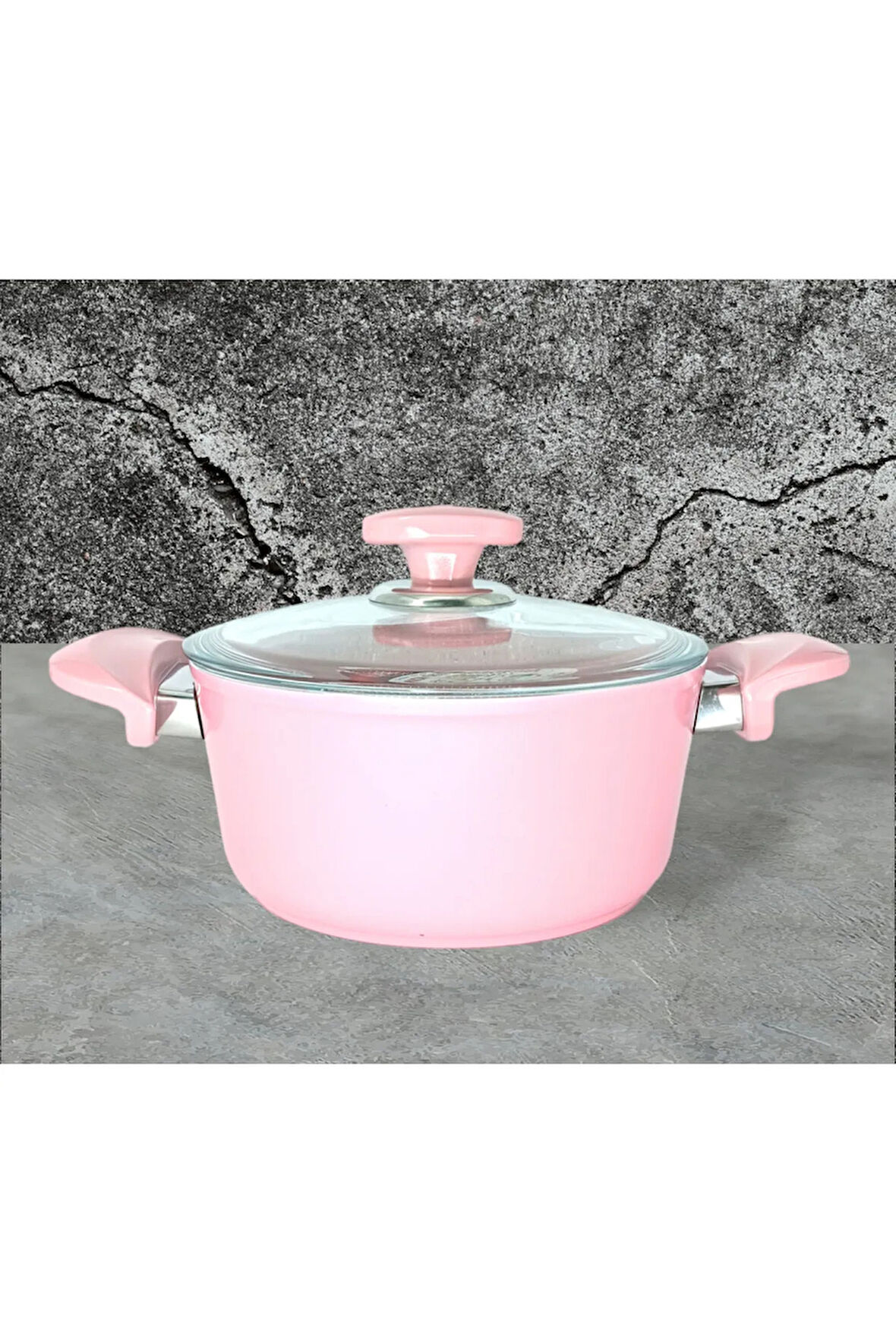 3110 - 2 Parça - Bio Granit - 20x10 Cm 2,6 Litre - Ptfe Ve Pfoa Içermeyen Derin Tencere Pembe Renk