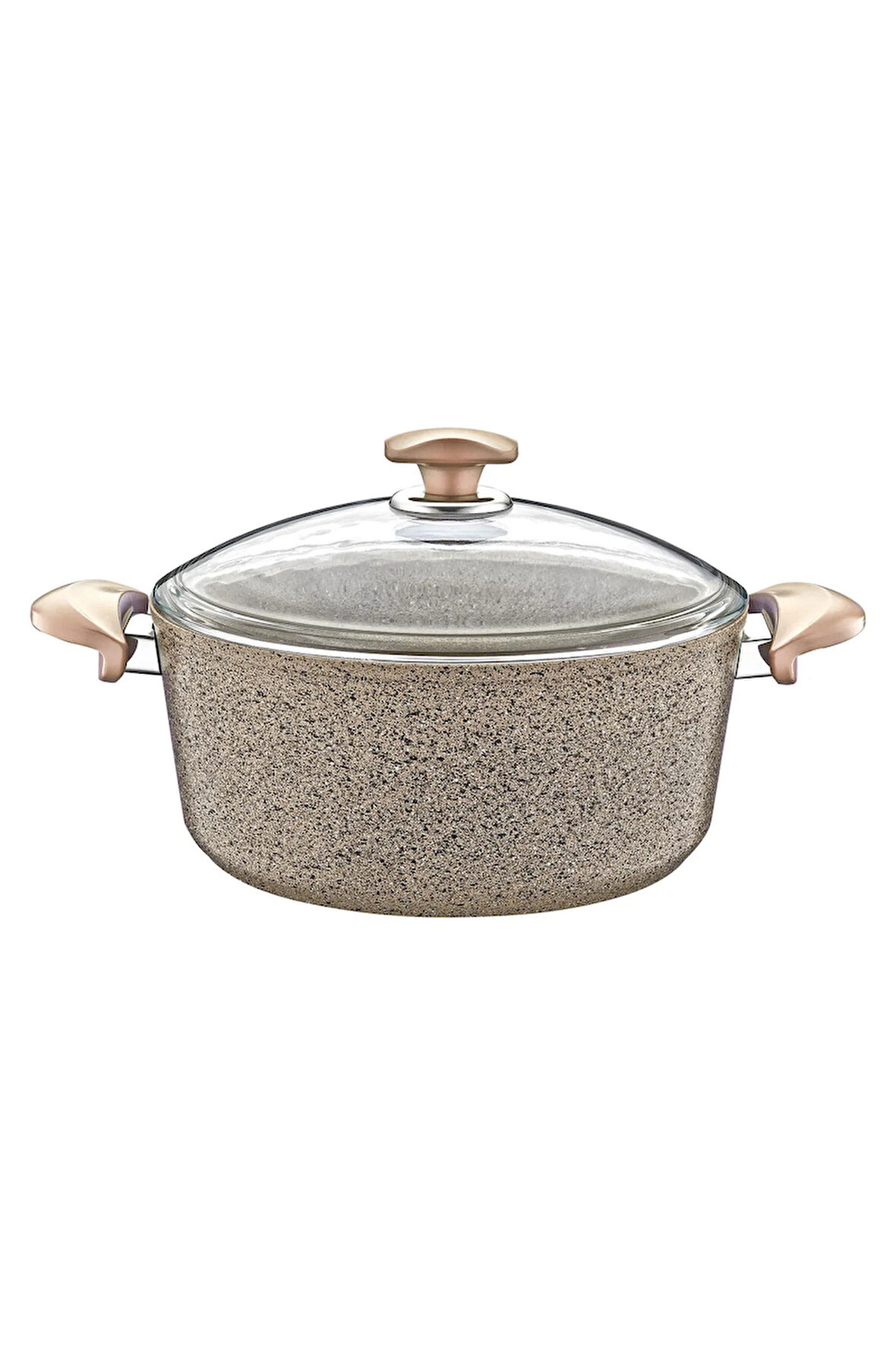 3110 - 2 Parça - Biogranit - 28x13 Cm 6,95 Litre - Derin Tencere, Sütlü Kahve Gövde ve Detay