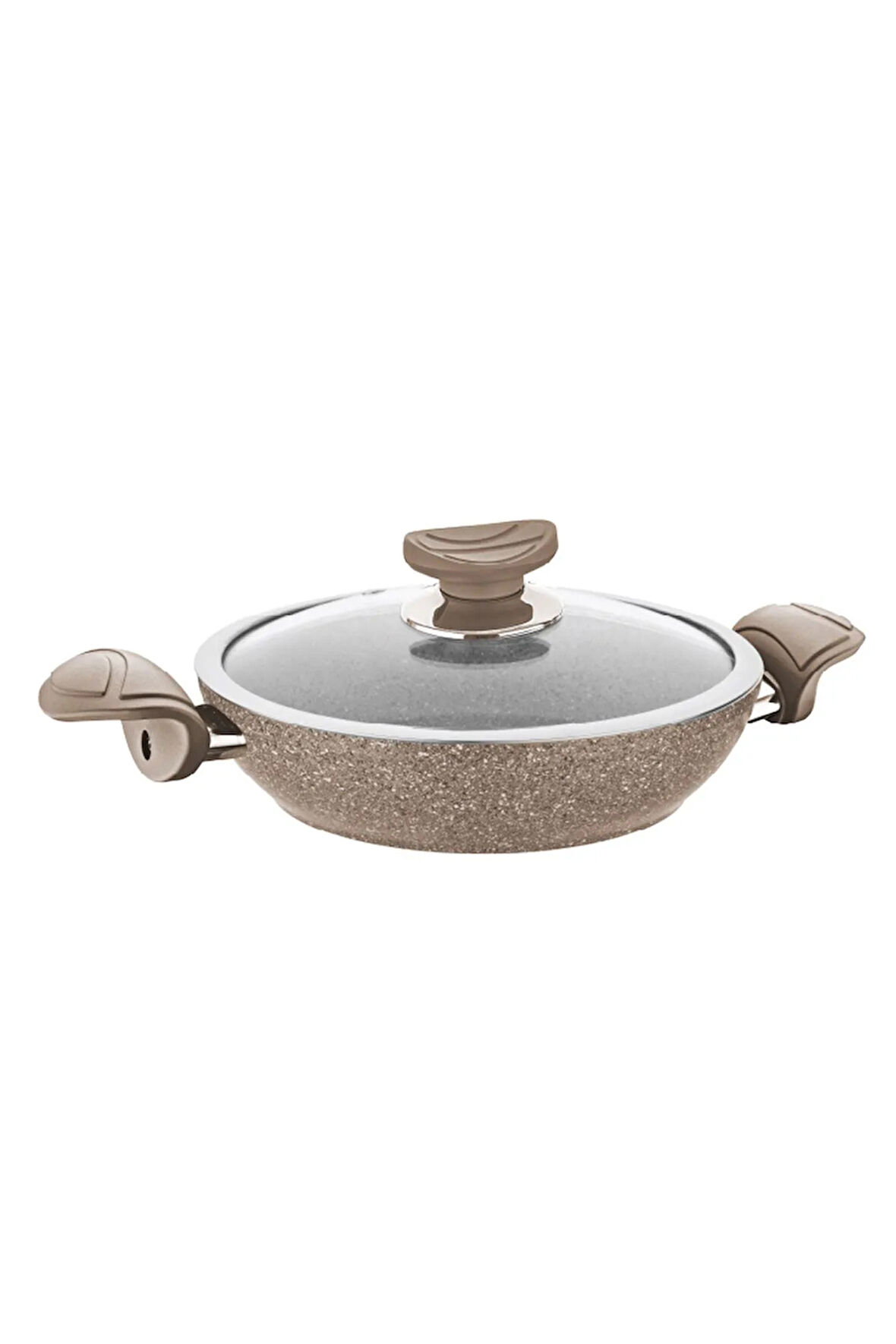 3214 Biogranit, Kapaklı, 20x5 cm - 1,25 Litre Sahan-Tava Sütlü Kahve Gövde, Sütlü Kahve Detay