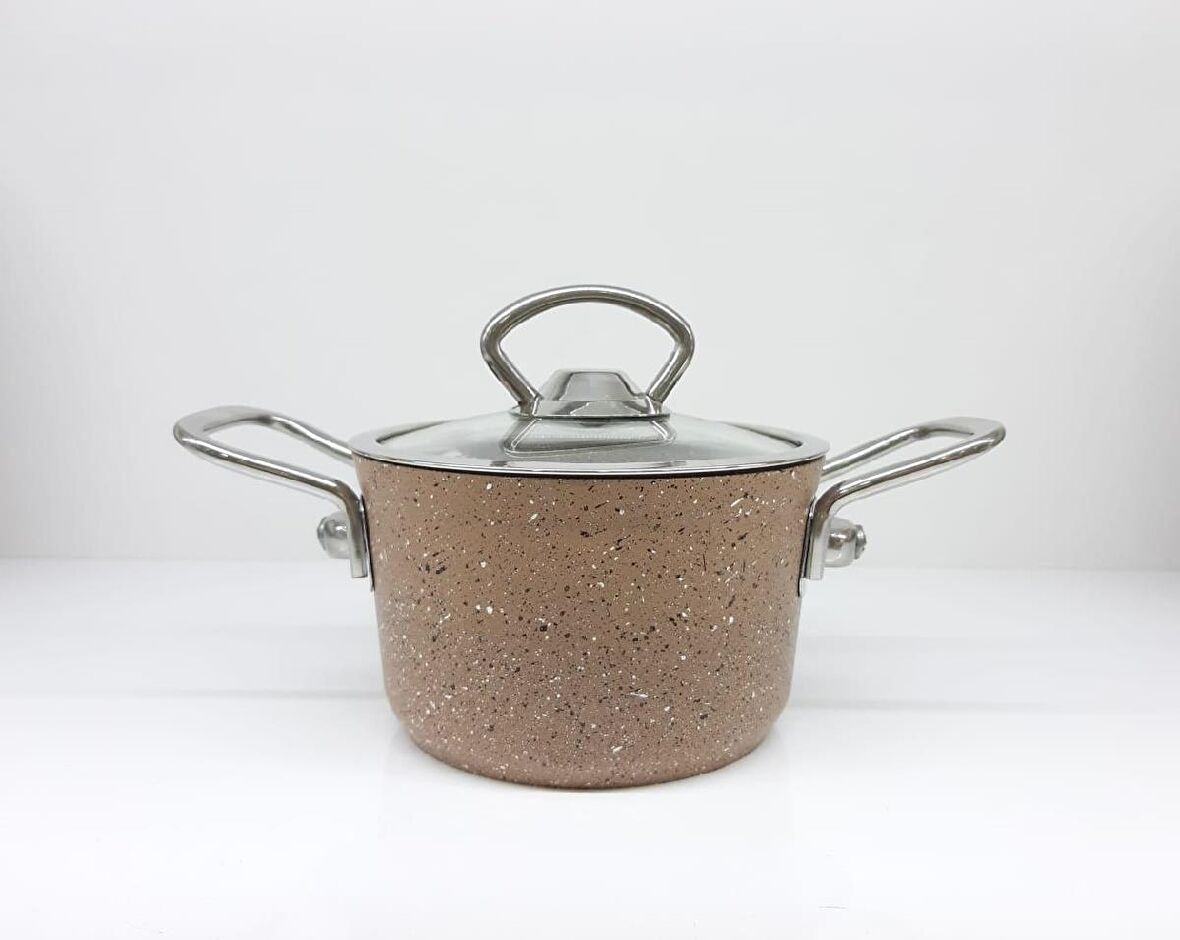 Oms Granit 12x7,5cm Mini Tencere Kahve