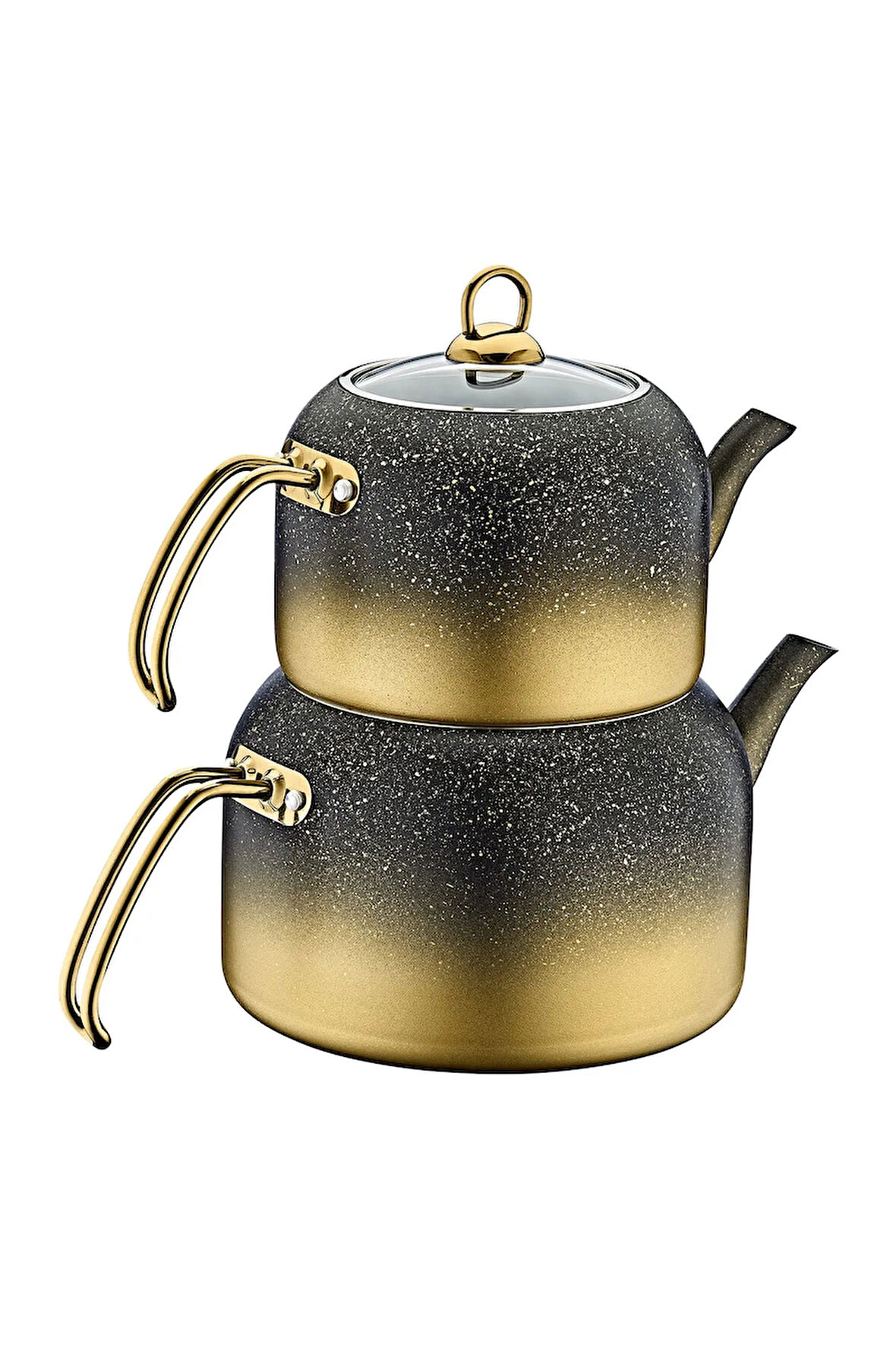 8250 Xl Andiamo 4 Parça Bio Granit Çerçeveli Cam Kapaklı Çaydanlık Gold