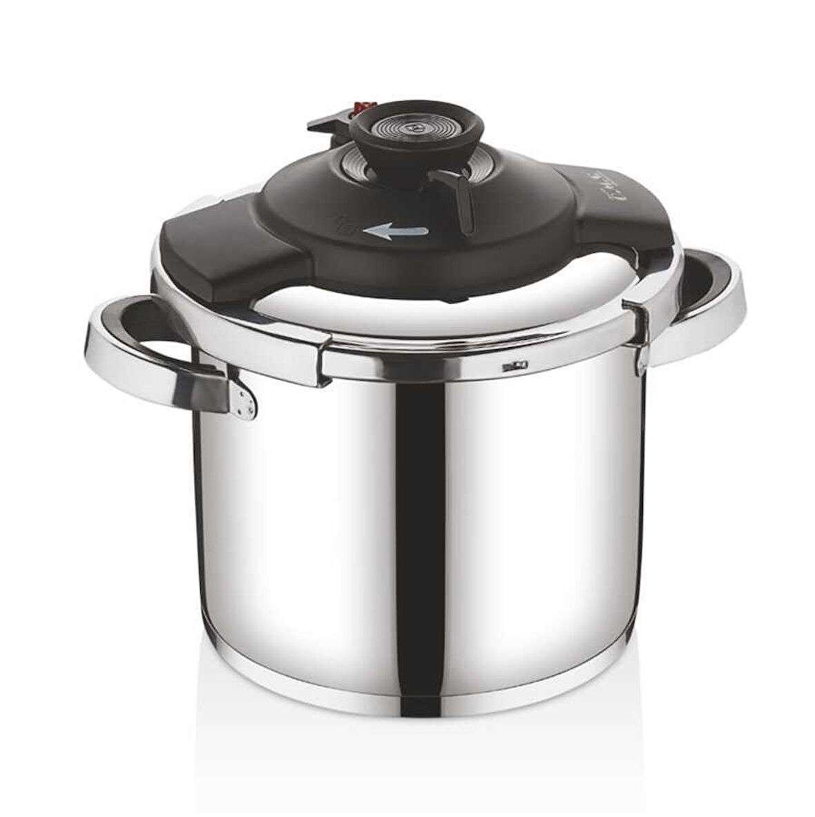 5108 - 2 Parça - İndüksiyonlu Ocak Uyumlu, 22 Cm - 7,0 Litre Otomatik ve Karizmatik, Düdüklü Tencere, Gümüş Gövde, Siyah Detay