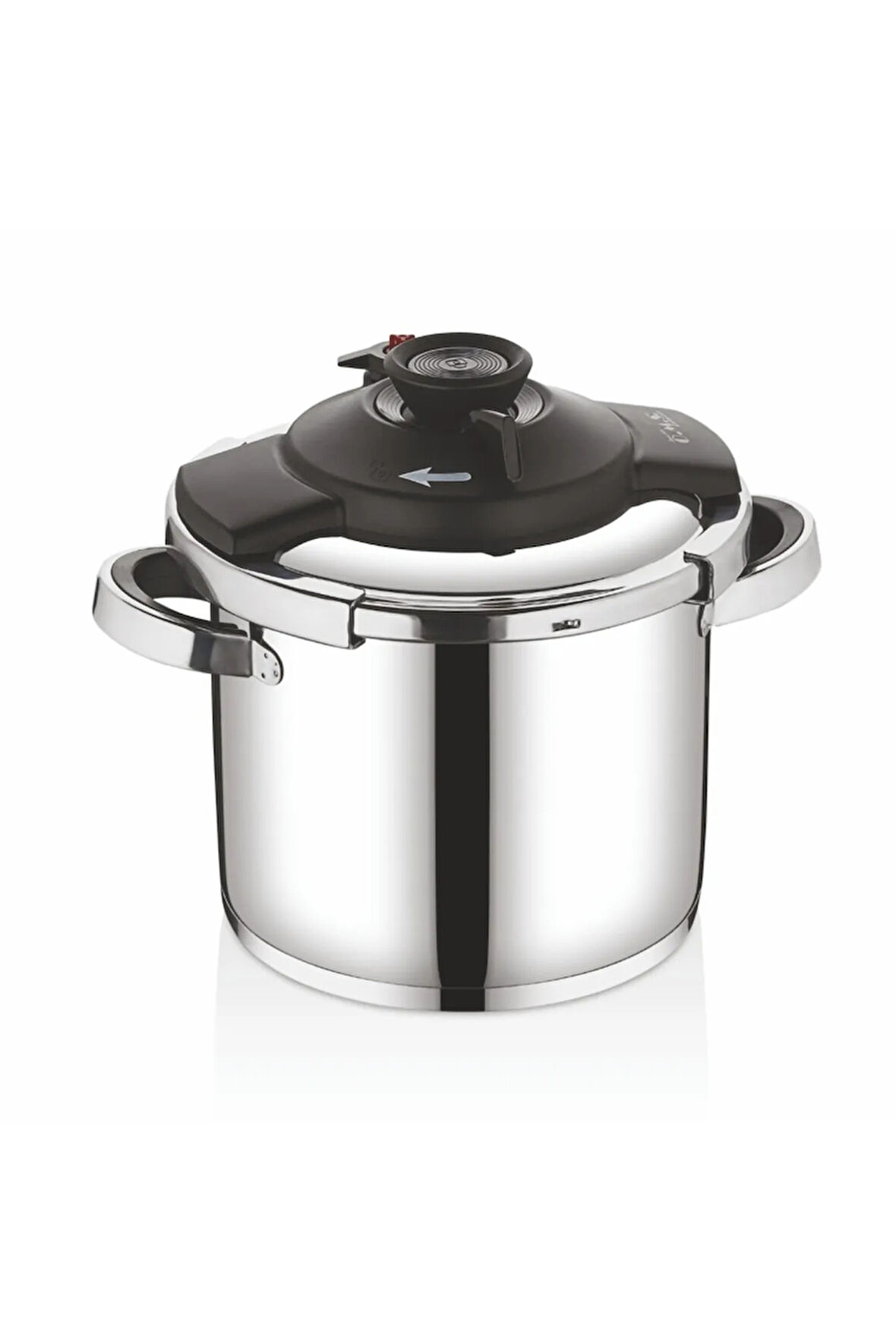 5108 - 2 Parça - İndüksiyonlu, 22 Cm - 9,0 Litre Matik, Düdüklü Tencere, Gümüş Gövde, Siyah Detay