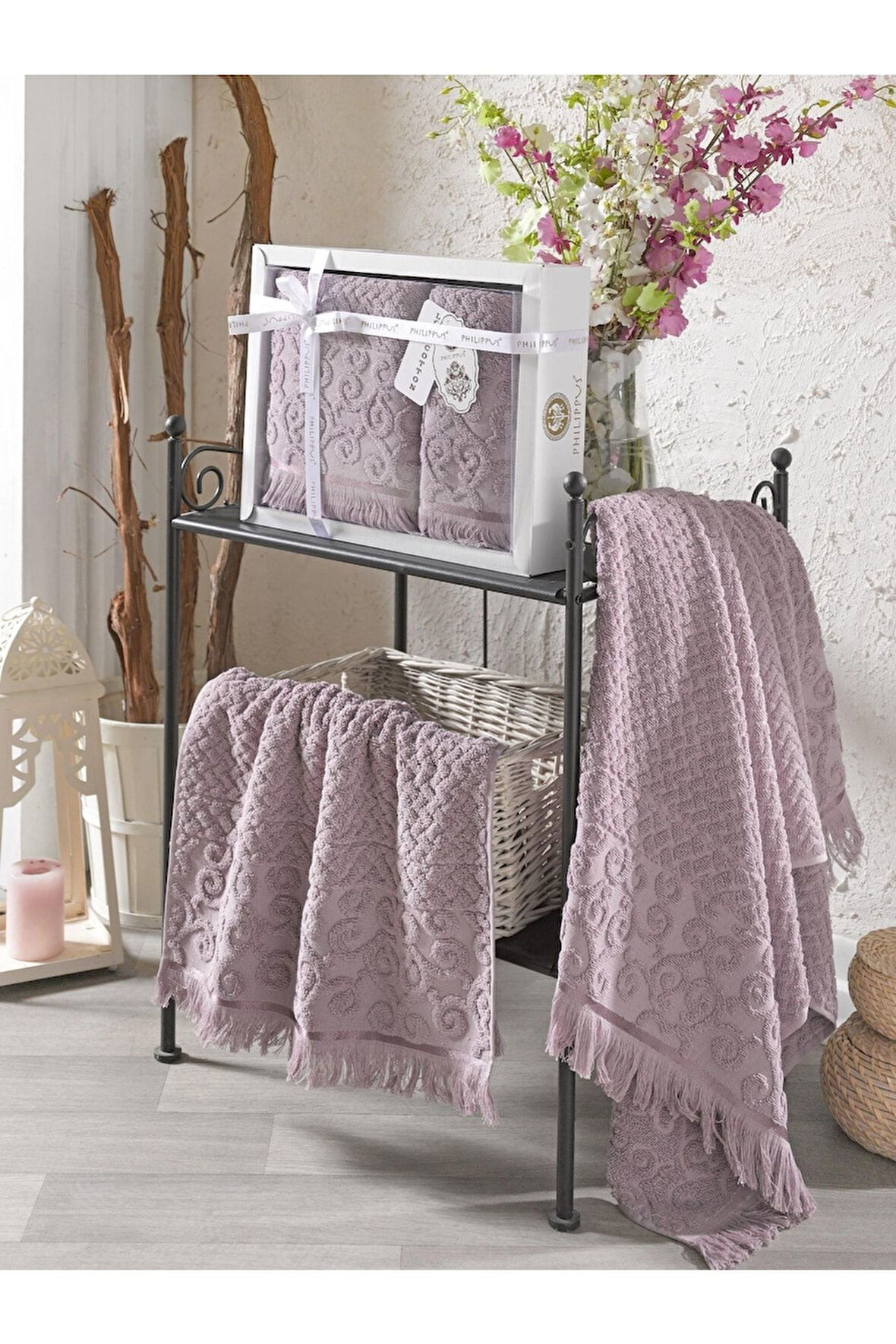 Annem Wendy Hediye Ve Çeyizlik,lüx Cotton 2'li El Ve Banyo Havlu Set(50X90 1ADET,70X140 1ADET)kutulu