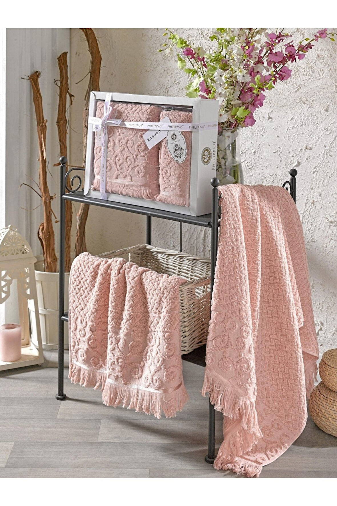 Annem Wendy Hediye Ve Çeyizlik,lüx Cotton 2'li El Ve Banyo Havlu Set(50X90 1ADET,70X140 1ADET)kutulu