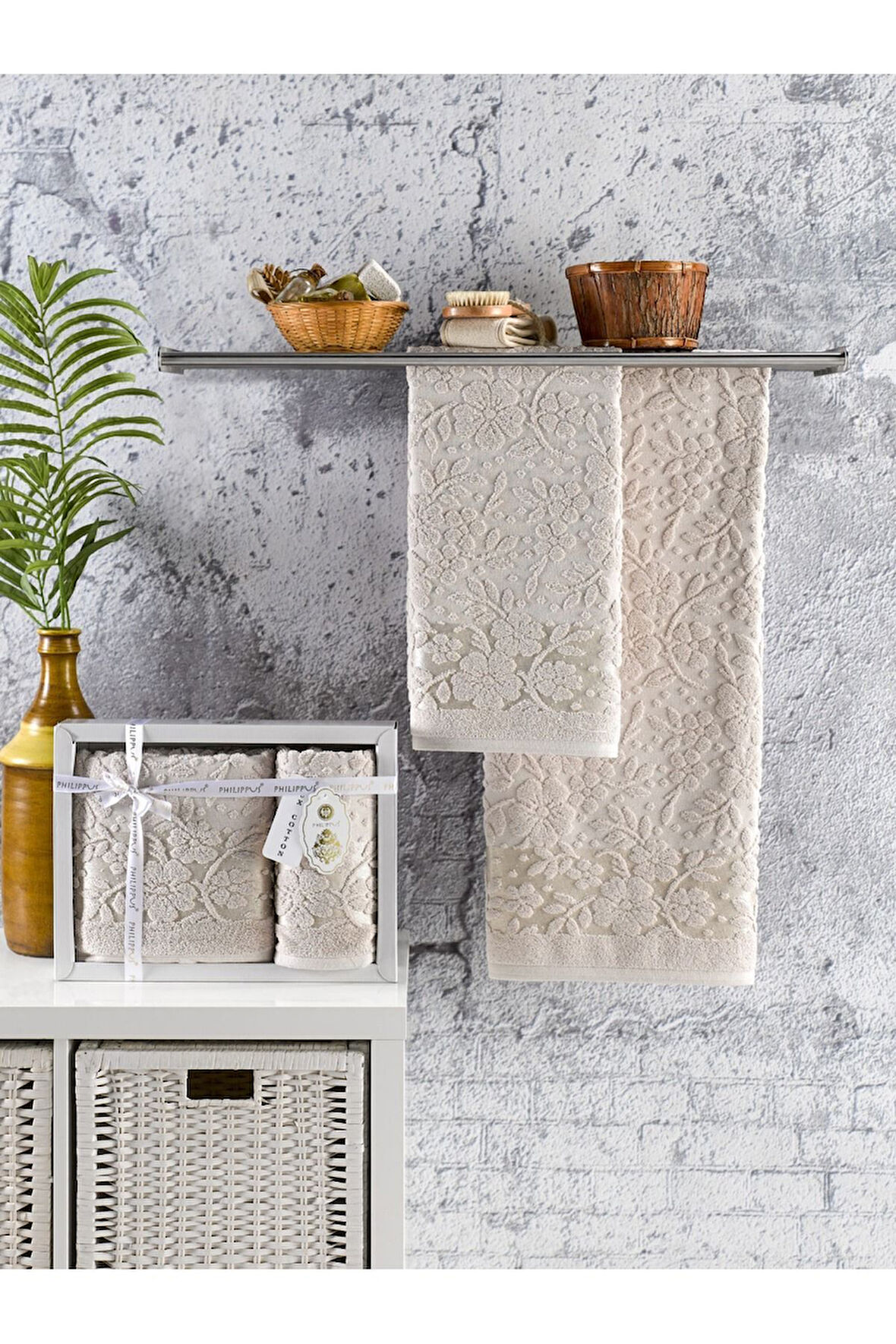 Annem Livya Hediye ve Çeyizlik Trend Cotton 2'li El,Banyo Havlu Set(50X90 1ADET,70X140 1ADET)Kutulu