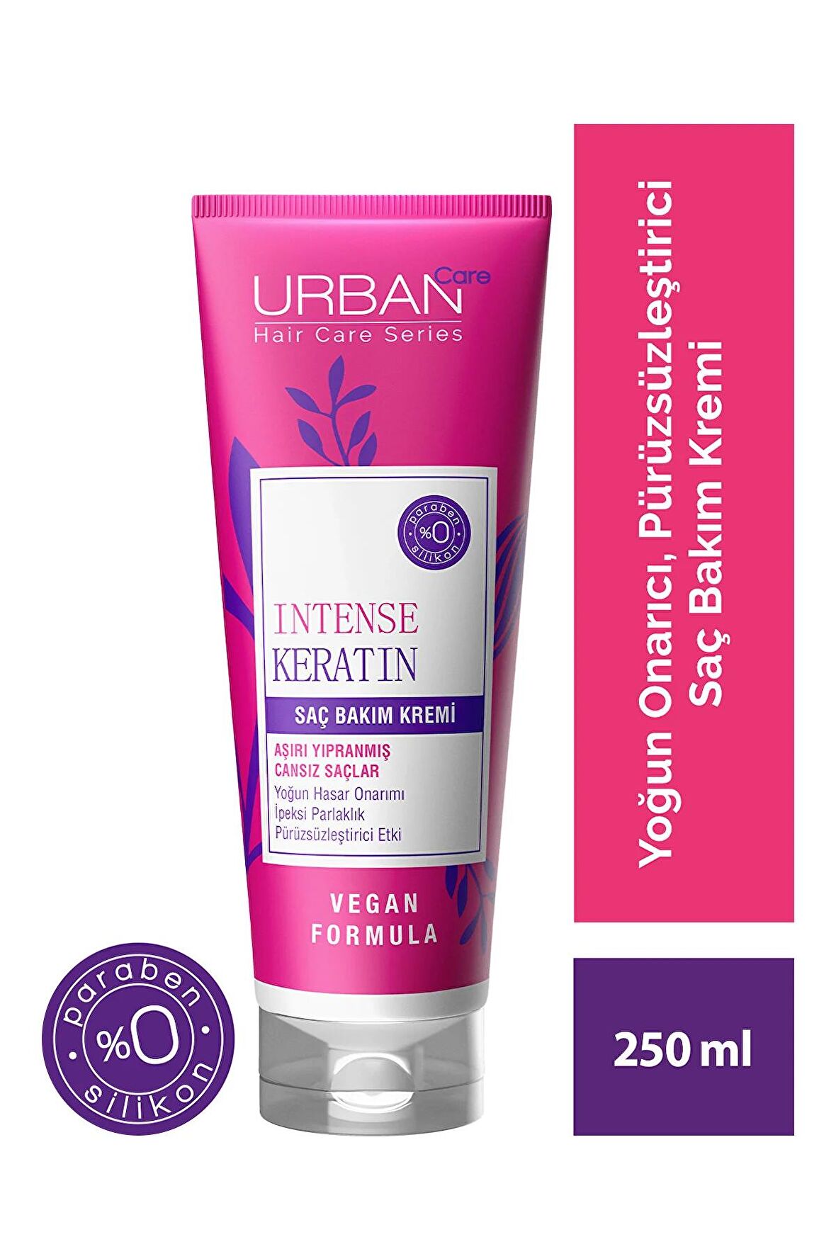 Urban Care Intense Keratin Onarıcı Yıpranmış Saçlar İçin Keratinli Sülfatsız Saç Kremi 250 ml