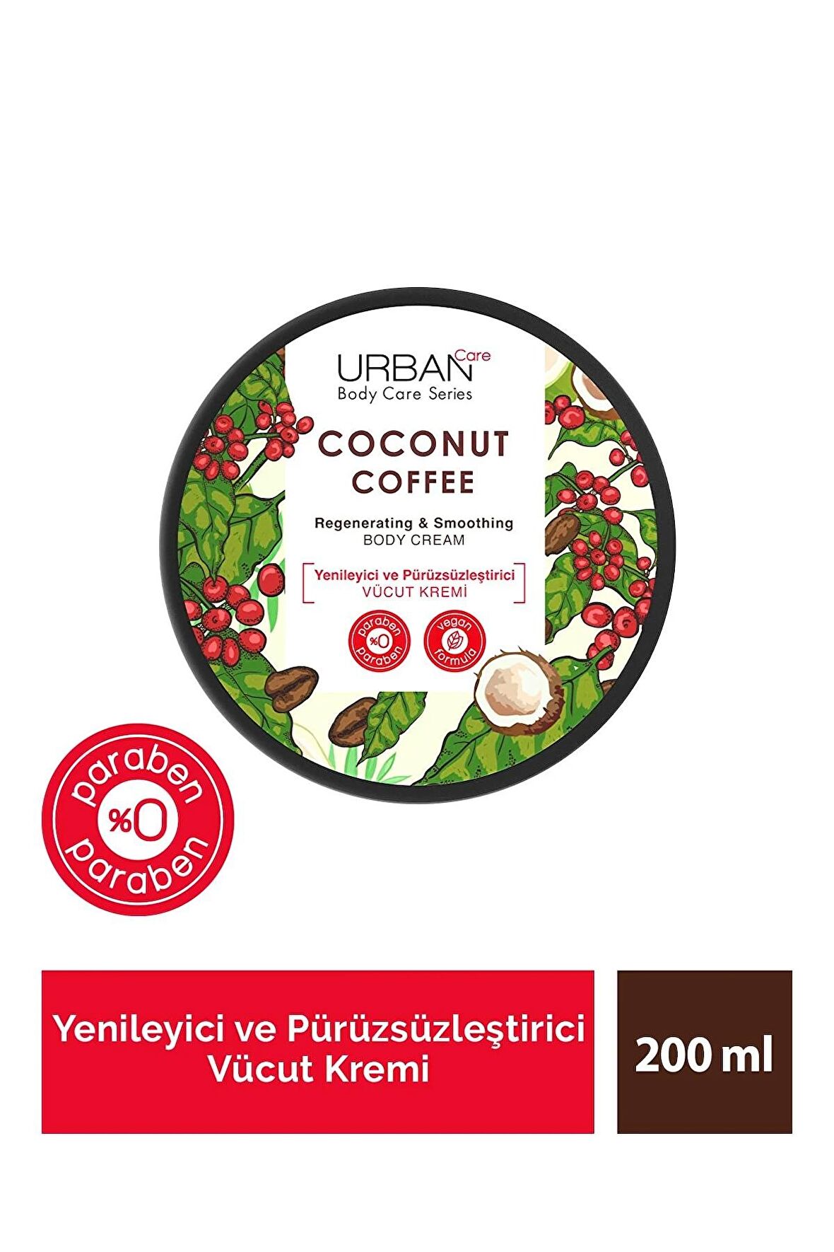 Urban Care Coconut Coffee Yenileyici ve Pürüzsüzleştirici Vücut Kremi 200 ml