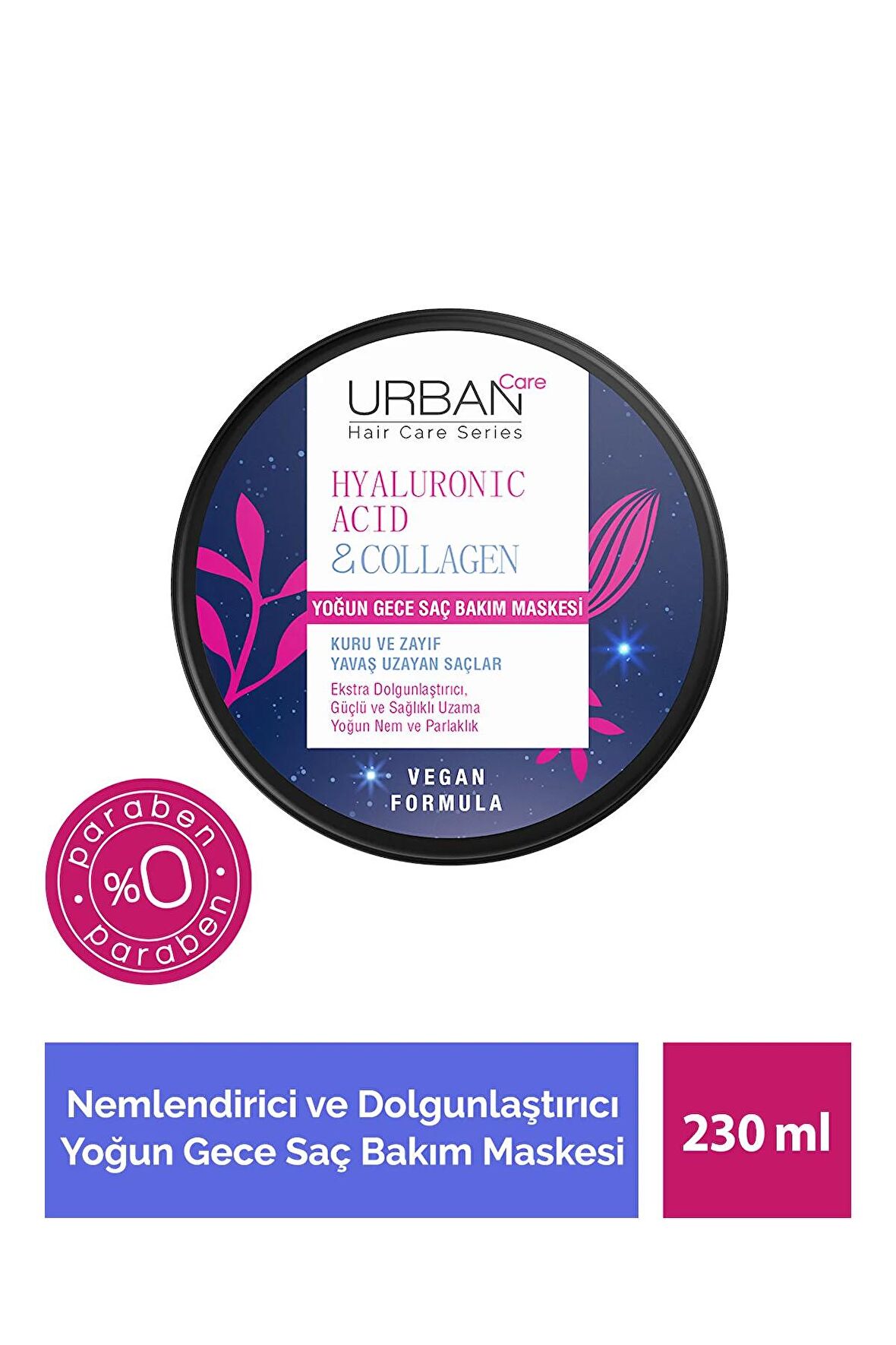 Urban Care Hyaluronic Acid & Collagen Yoğun Gece Saç Bakım Maskesi 230 ml