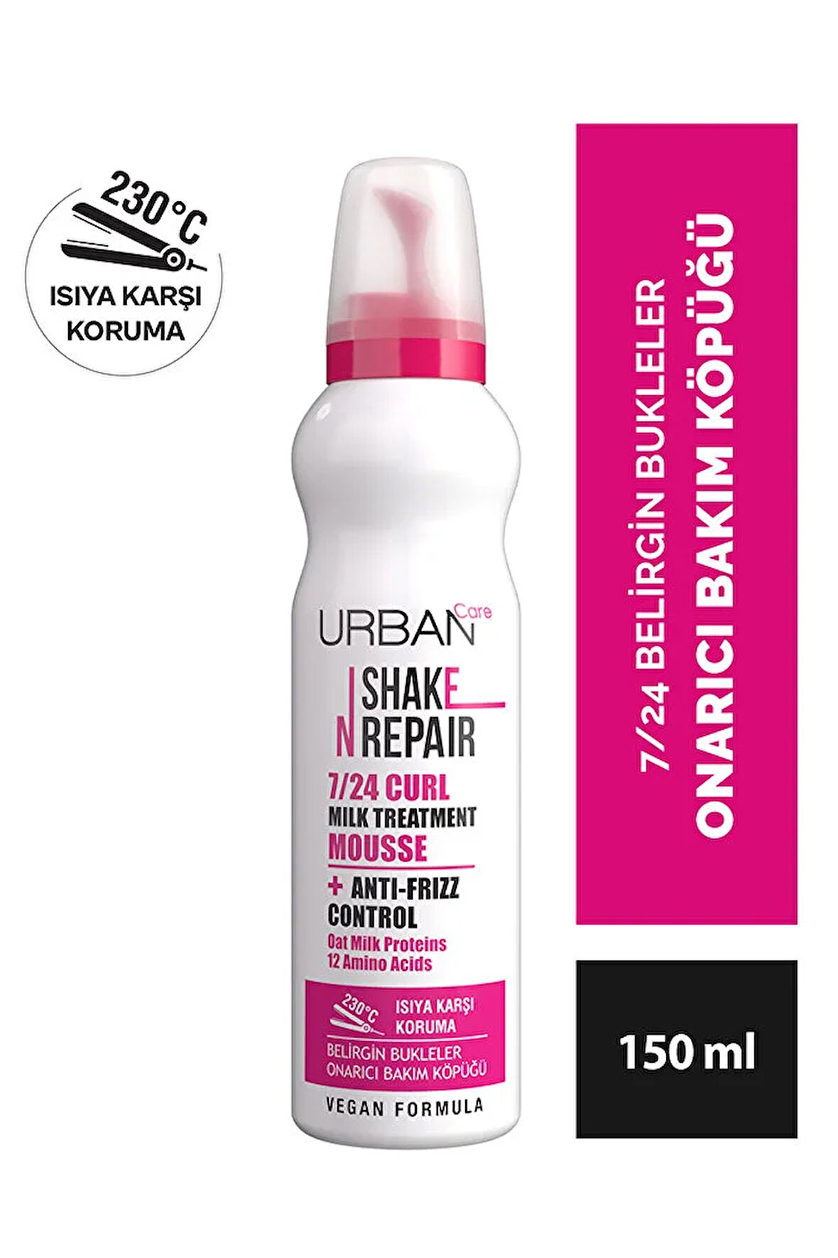 Shake N Repair 7/24 Kabaran ve Bukleli Saçlara Özel Saç Bakım Köpüğü 150 ml-vegan