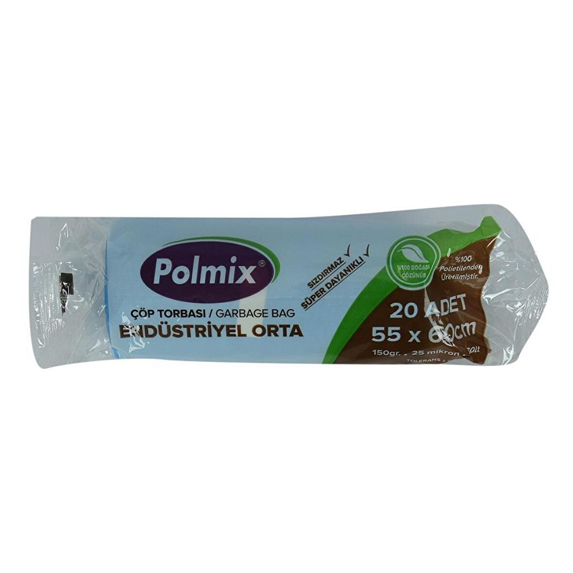 Polmix Orta Boy Mavi Çöp Torbası 55x60Cm 150Gr 25Mikr 30Lt 20Adt