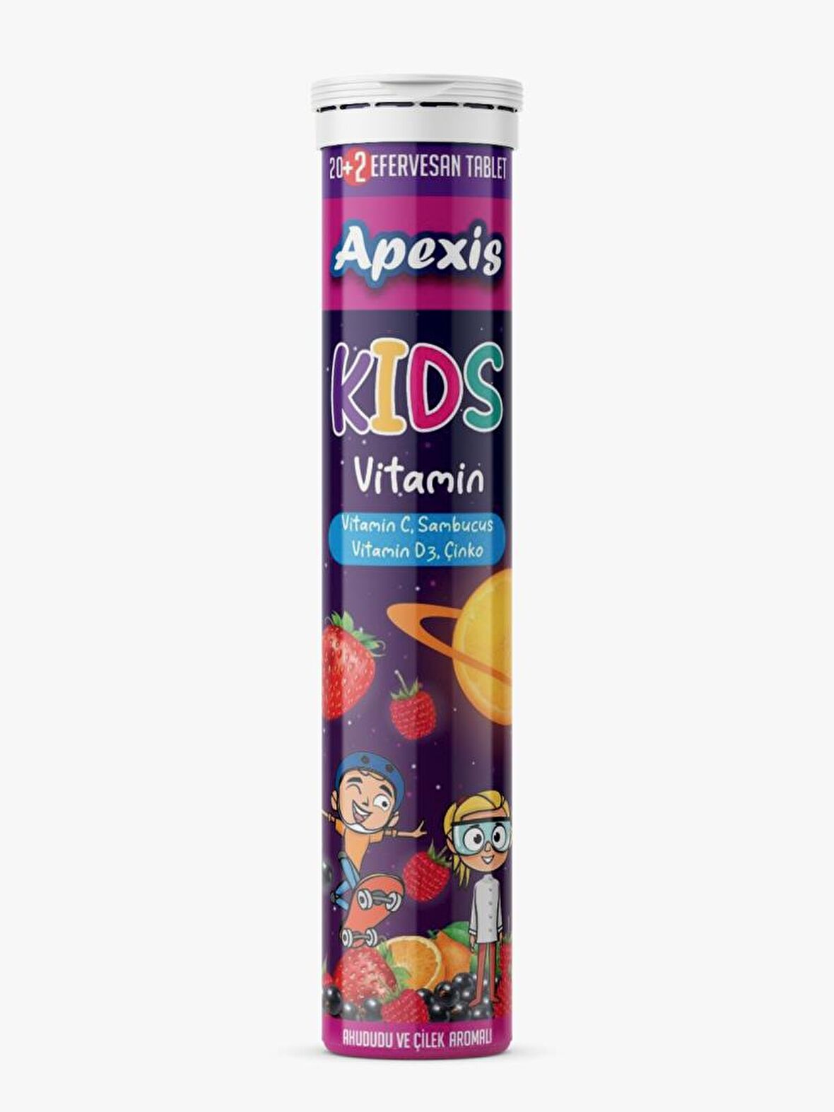 Apexis Kids Vitamin Ahududu ve Çilek Aromalı 22 Efervesan Tablet