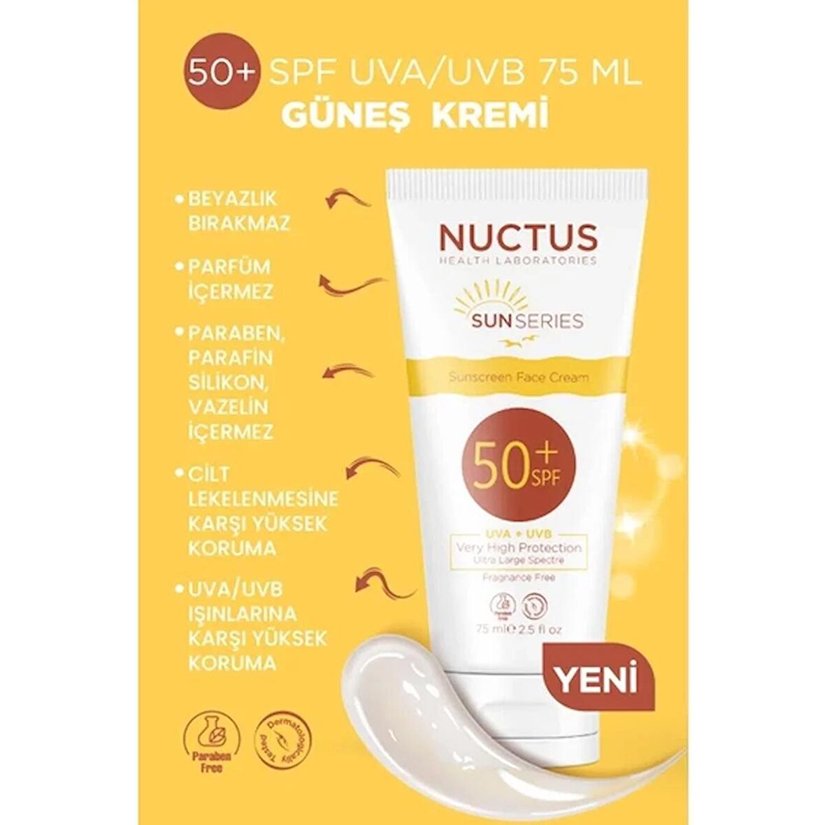 NuctusGüneş Kremi 50+ Spf Uva/uvb 75 Ml Krem