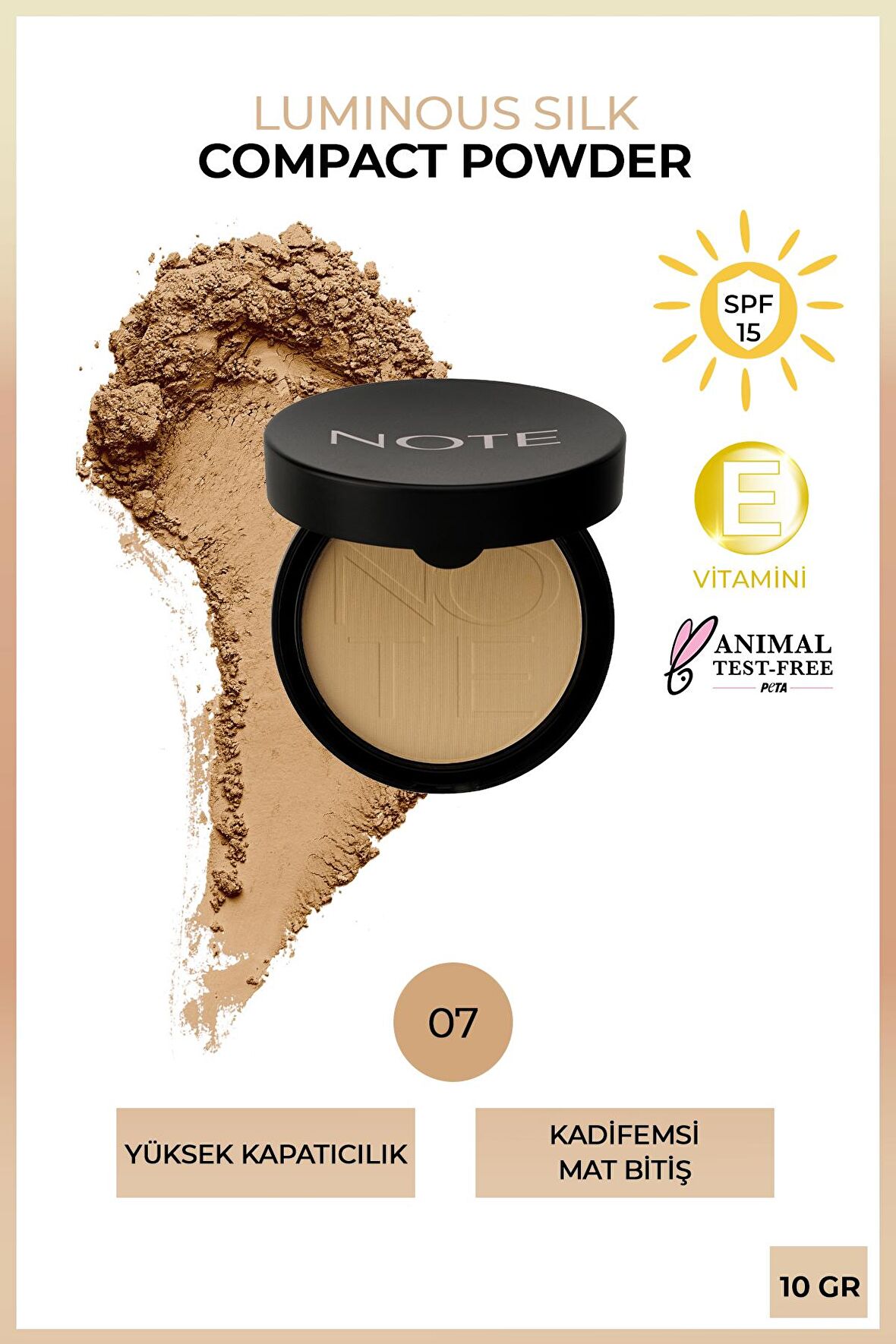 Note Luminous Silk Compact Powder Pudra 07 Apricot