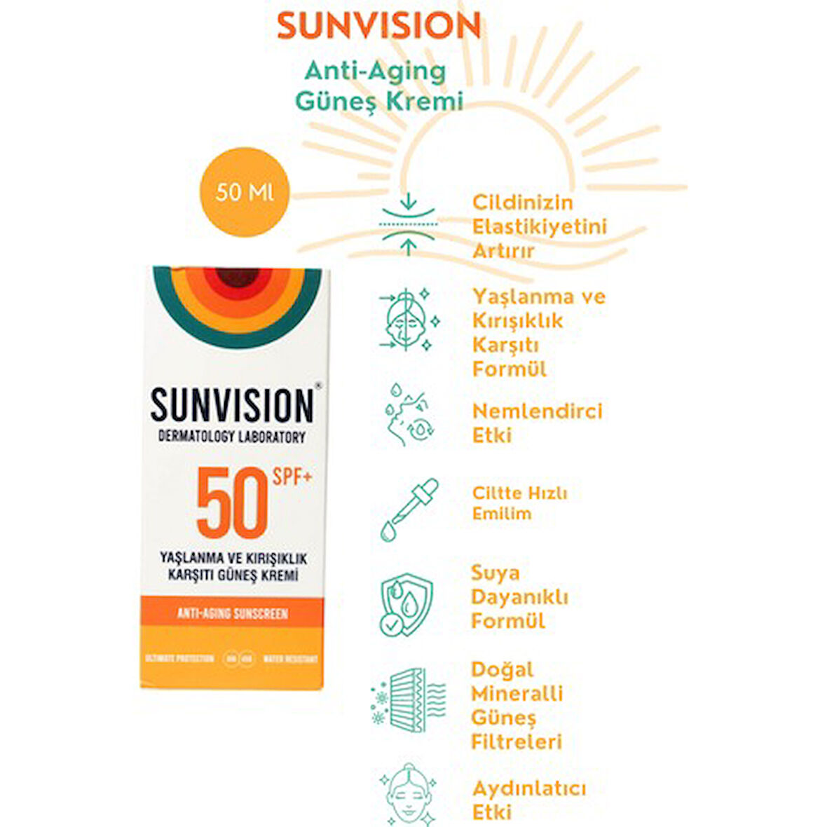 Sunvision Yaşlanma Ve Kırışıklık Karşıtı Güneş Kremi 50Ml
