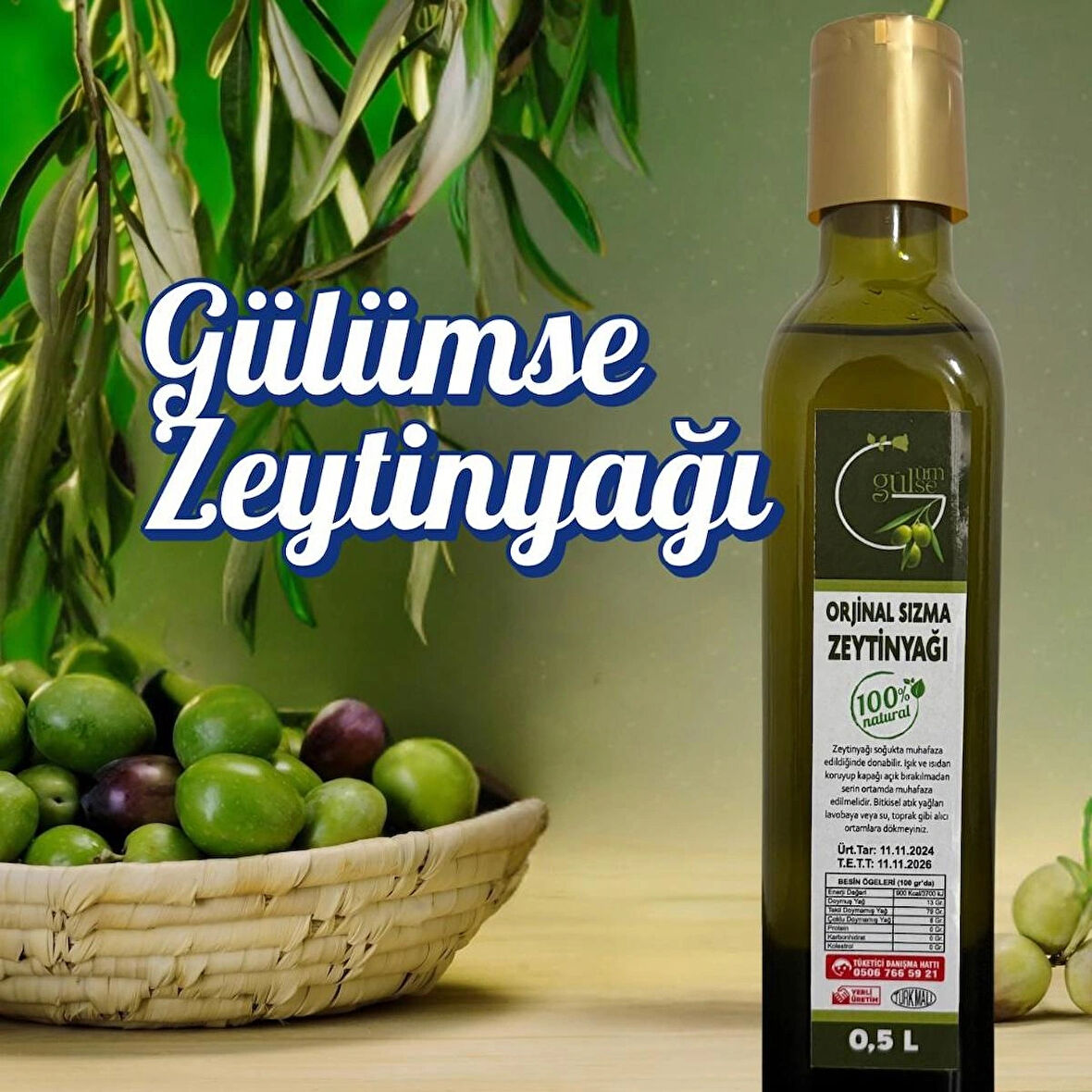 Erken Hasat Organik Bebek Zeytinyağı Natürel Soğuk Sıkım Zeytin Yağı 500ml