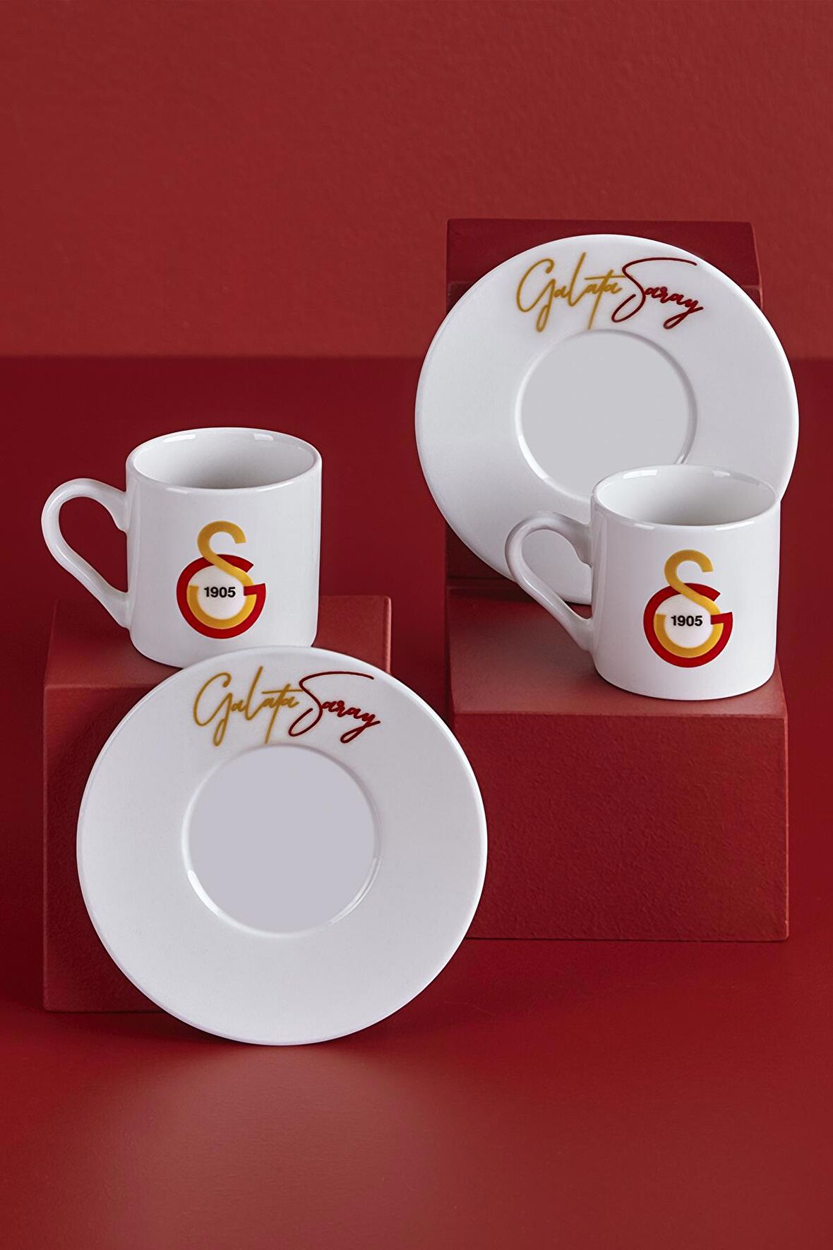 Neva N3476 Galatasaray Lisanslı El Yazılı 2'li Kahve Fincan Takımı