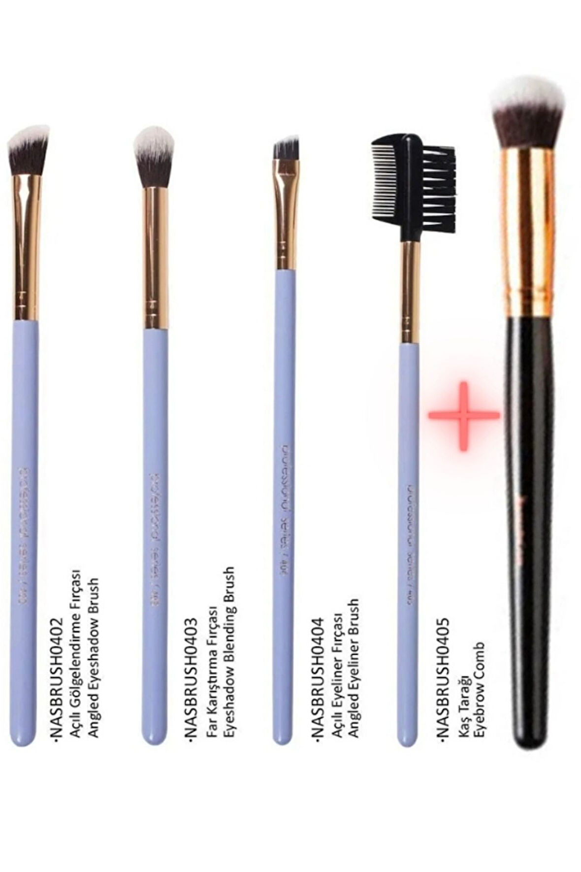 4' Lü Göz Ve Kaş Makyajı Fırça Seti NASBRUSHSET92R + Oval Yapılı Kapatıcı Fırçası NASBRUSH 136