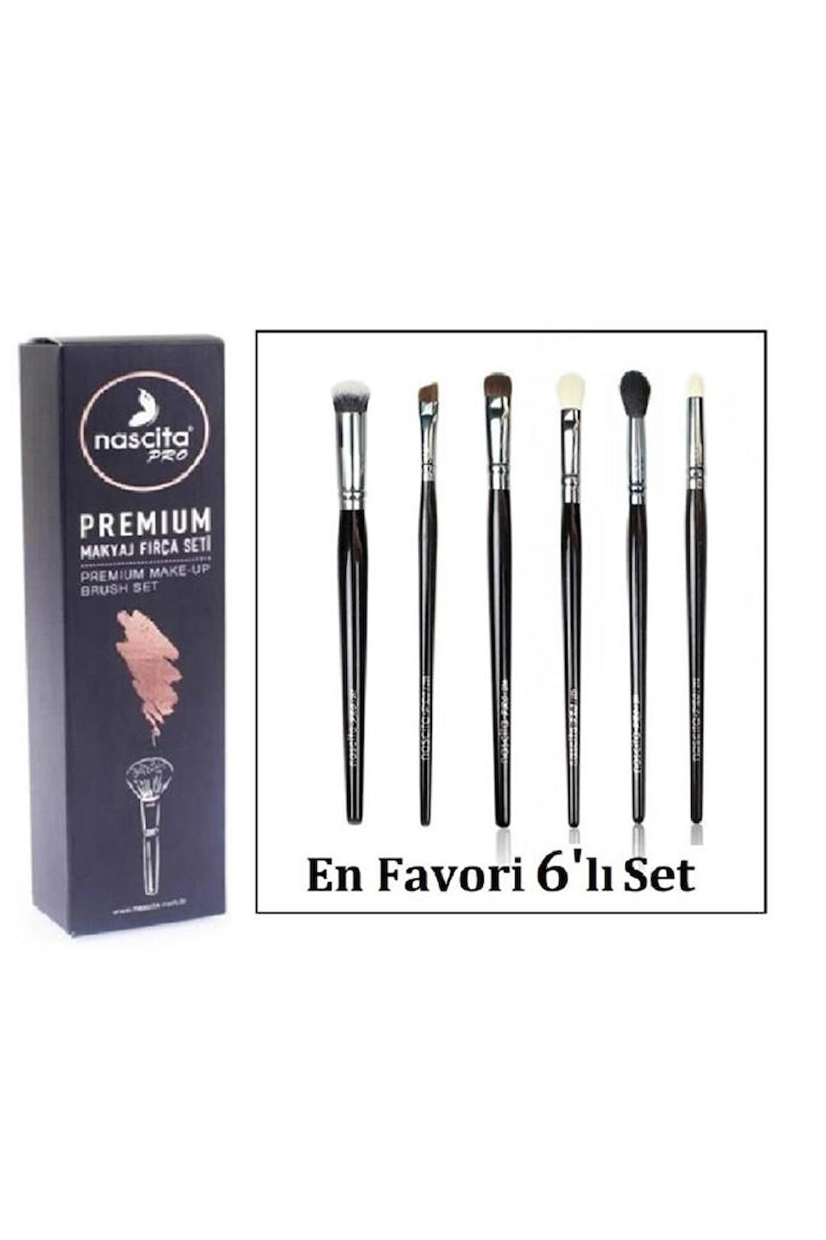 Nascita Oval Yapılı Kapatıcı Fırça 136 & Premıum Makyaj Fırça Seti 6'lı NasBrushSet110 Eko Set