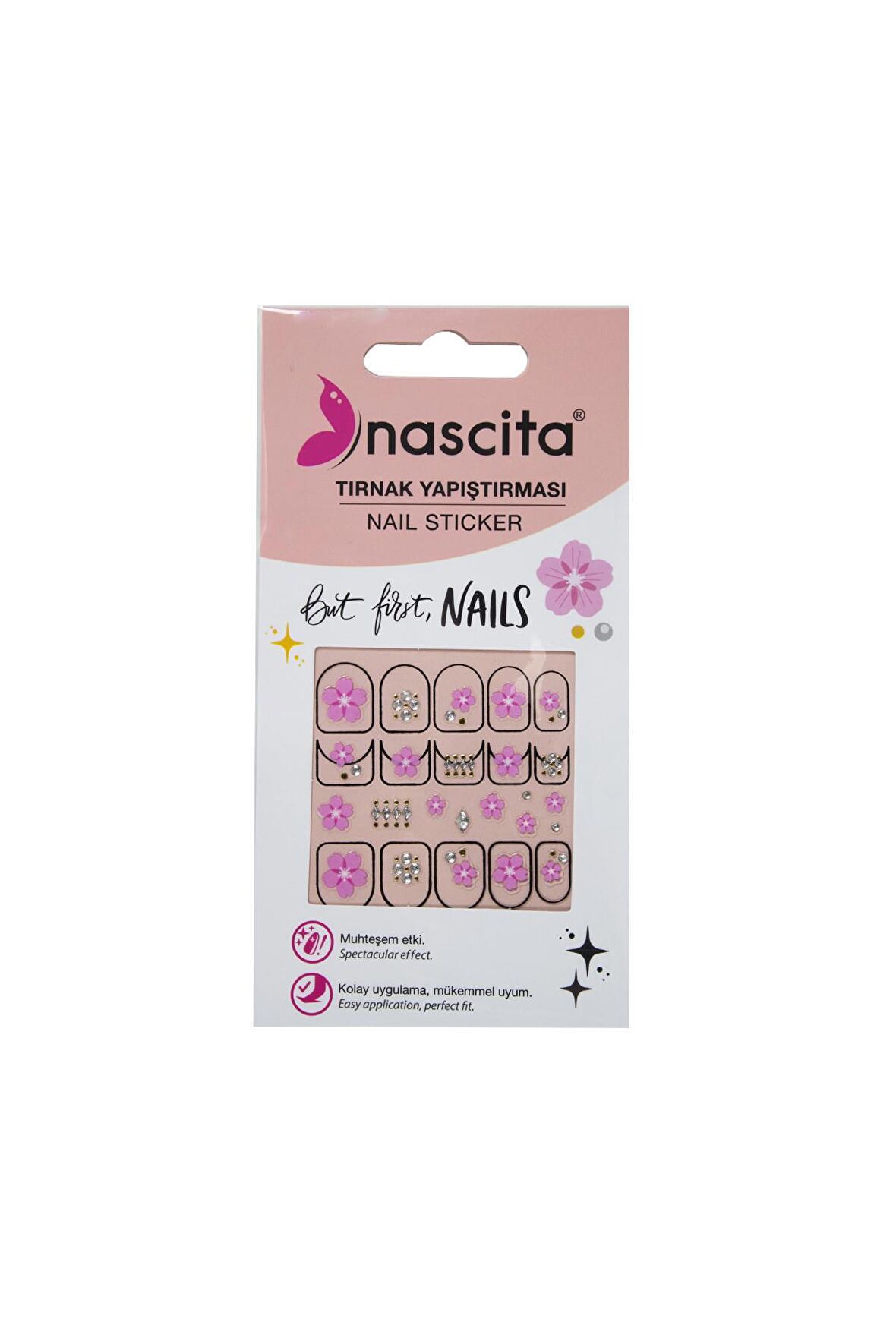 Nascita Işıltılı Çiçek Desenli Tırnak Stickerı - 34