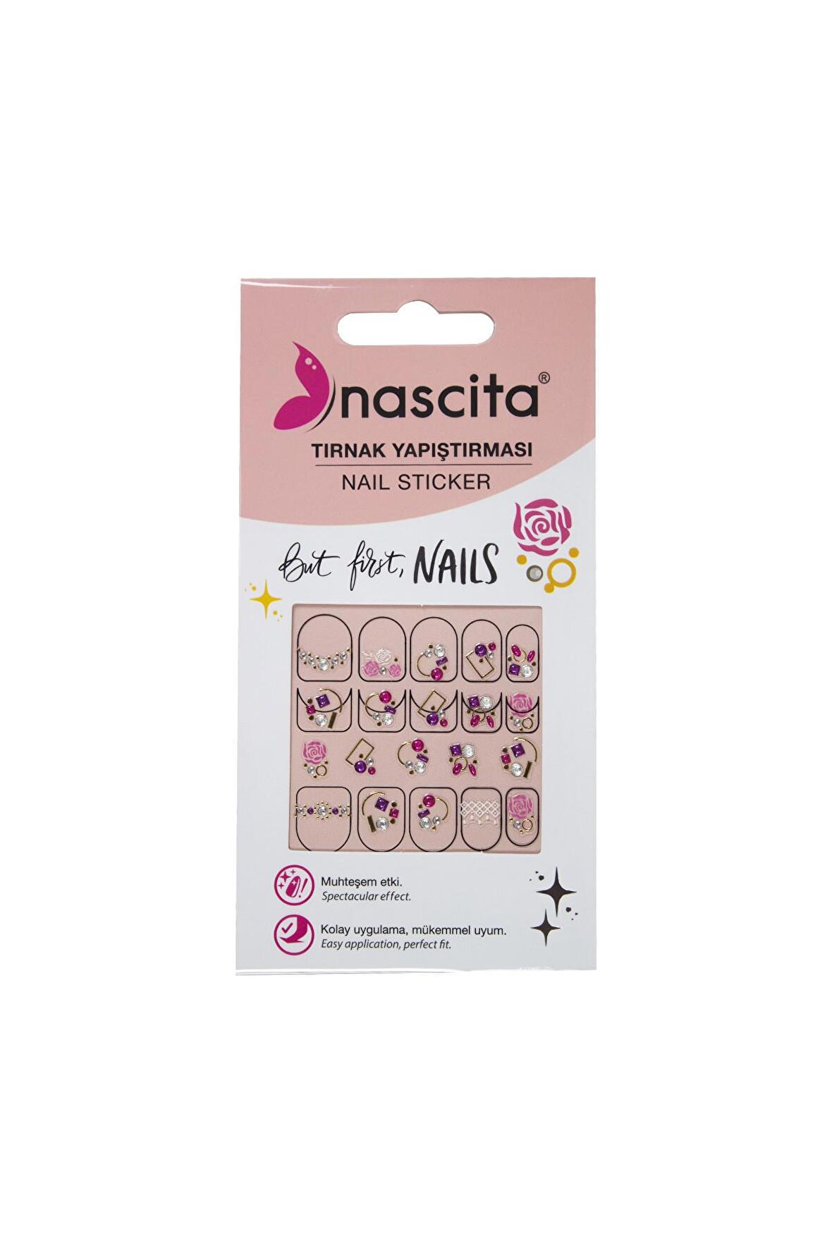Nascita Işıltılı Renkli Gül Desenli Tırnak Stickerı - 37