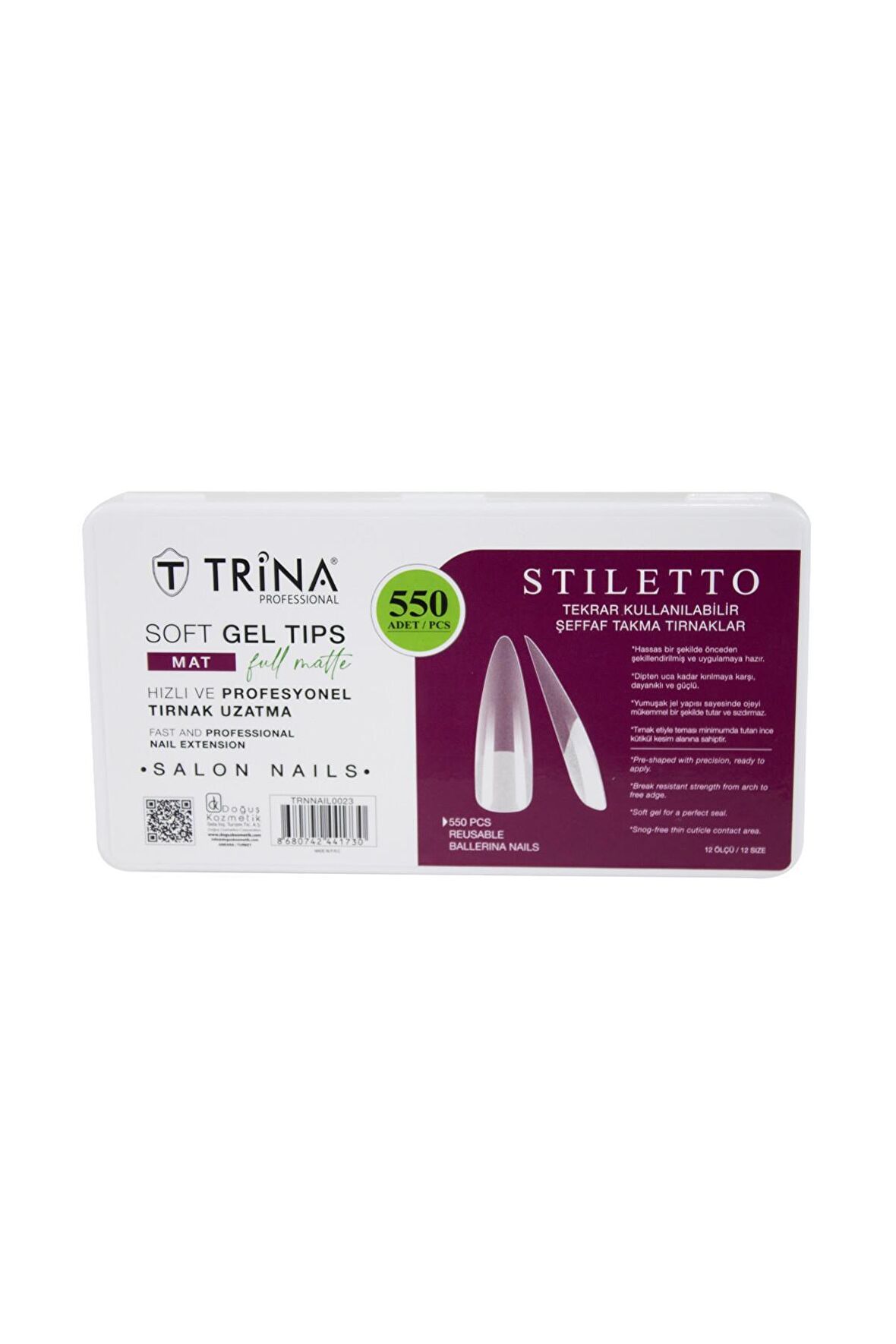 Trina Soft Jel Takma Tırnak - Stilletto (Full Mat) 550' Li - 23